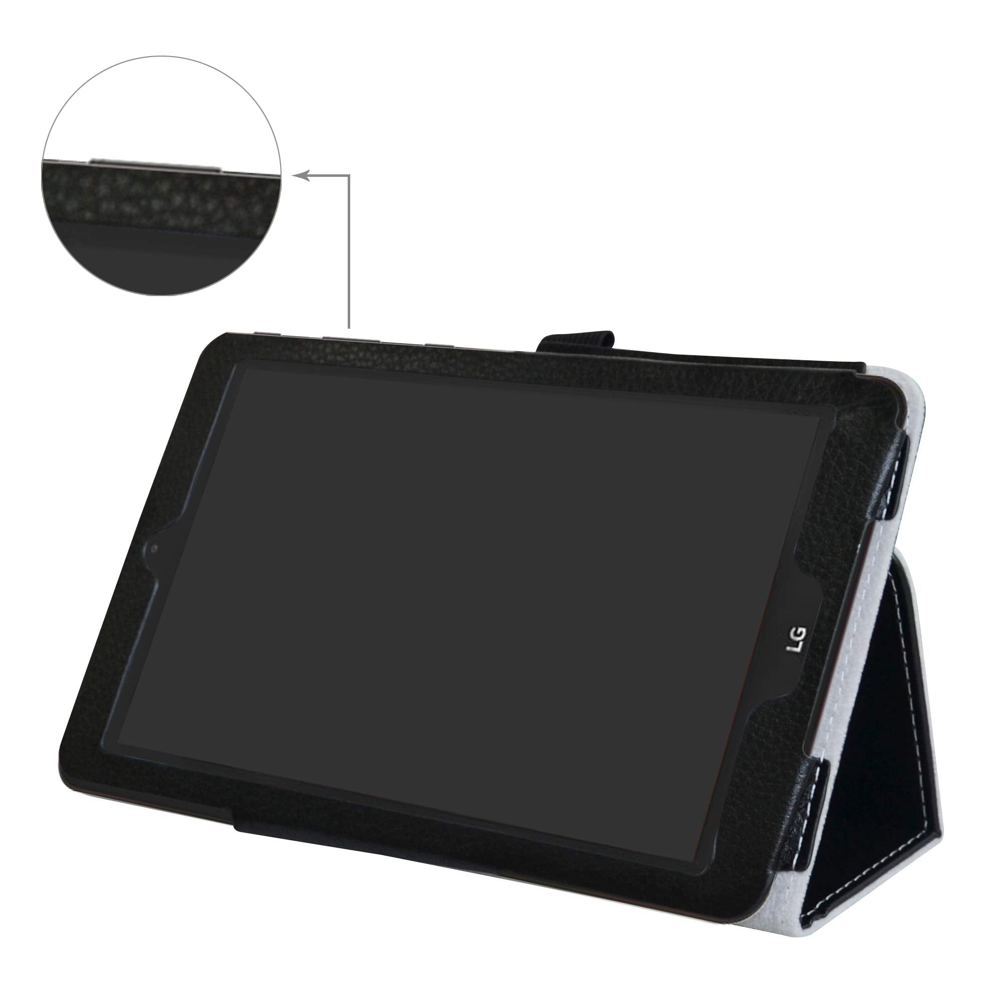 Mama Mouth Black Leather Folio Case For Lg G Pad X2 8.0 Plus/Sprint G Pad F2 8.0, 2-Folding Stand Cover, Tablet Case