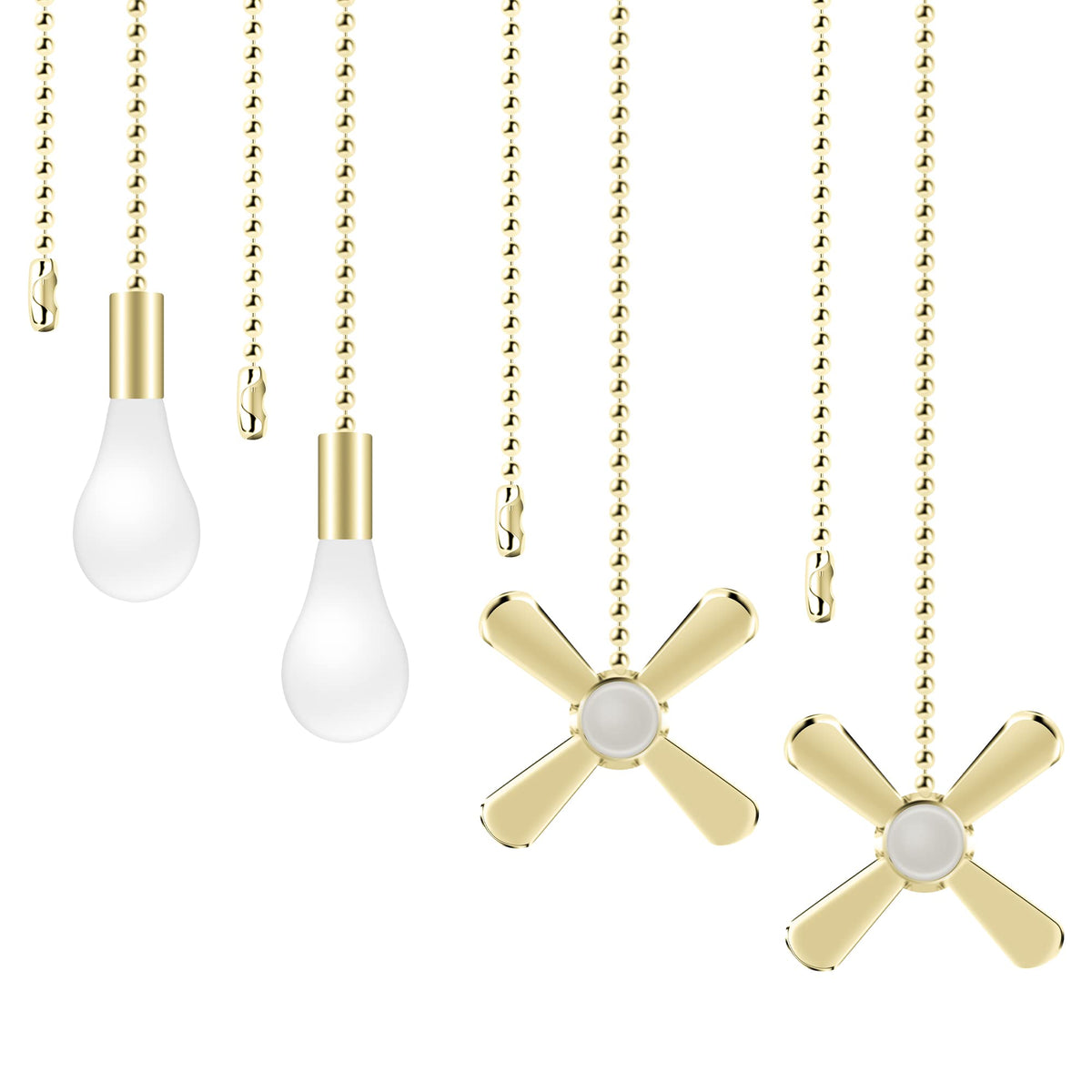 Aiigou Ceiling Fan Pull Chains With Decorative, 4 Pieces Of Gold Ceiling Fan Chain Extenders 13.6 Inches Fit All Standard Ceilin