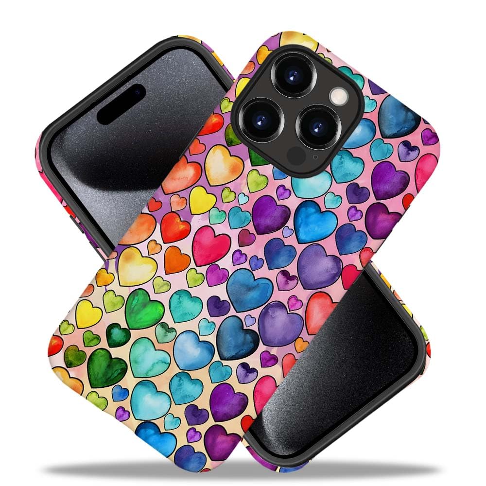 Seized Case Compatible With For Iphone 13 Pro Max,Colorful Heart Lovely Cute Pink Phone Case For Girl Women Boy Men,Durable Prot
