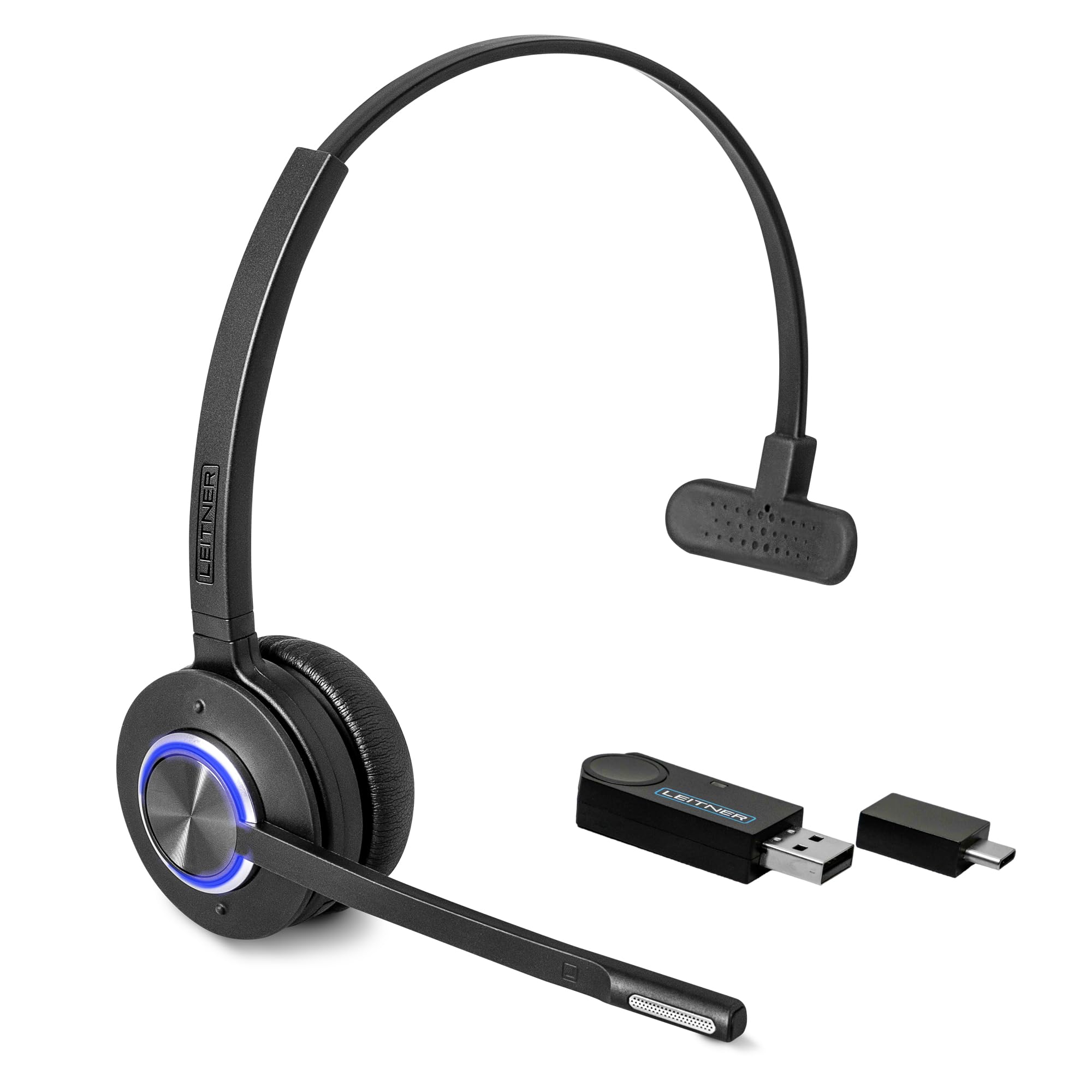 Leitner Lh470 � Wireless Computer Headset With Microphone � Zoom And Teams Headset � Dect Usb Dongle Headset For Softphone, Computer, Laptop, And Tablet � Single Or Dual Ear Wearing Style