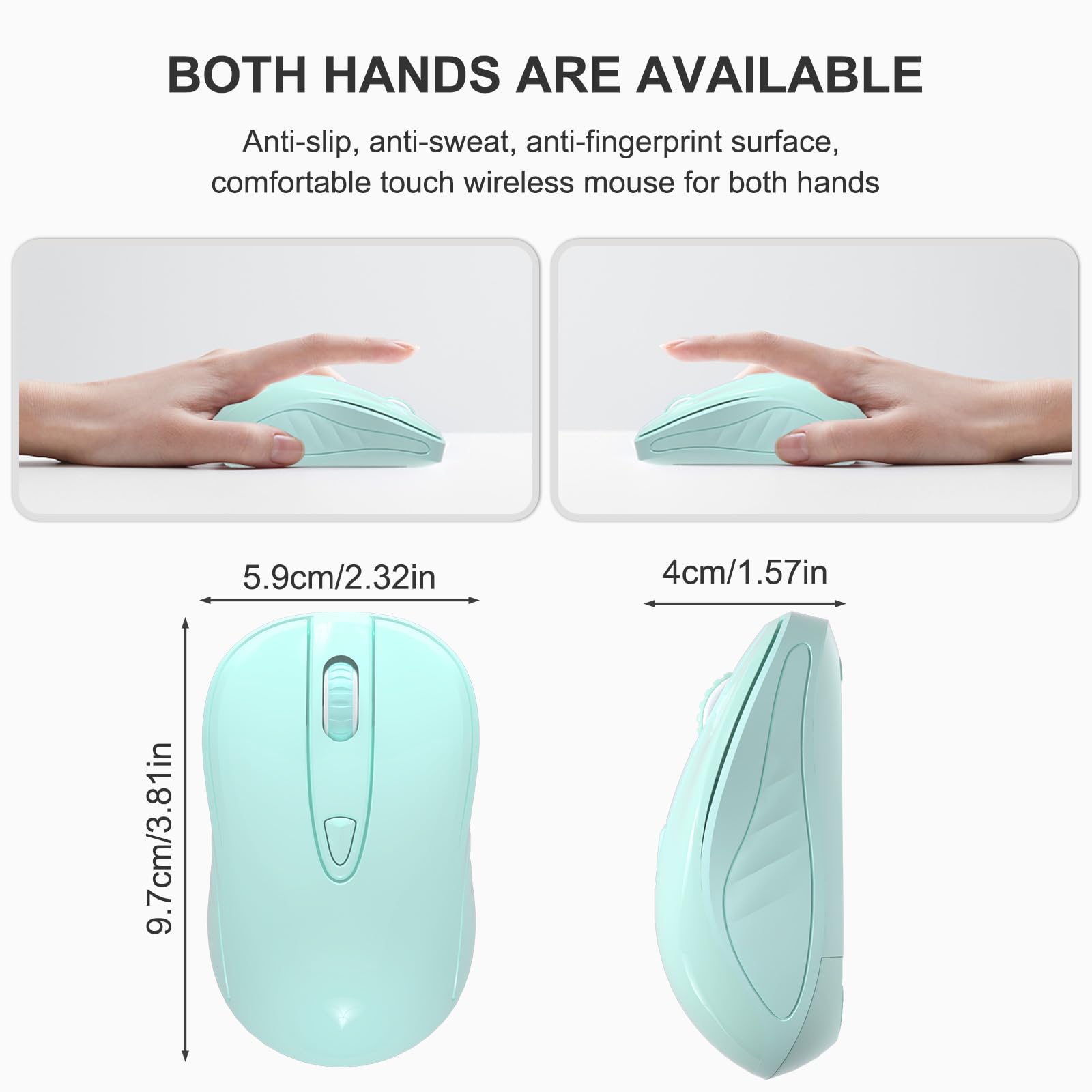 Okimo Wireless Mouse For Laptop Computer Mouse With Usb Receiver 2.4Ghz Optical Tracking Computer Mouse Ergonomic Portable Mouse For Pc Laptop (Mint)