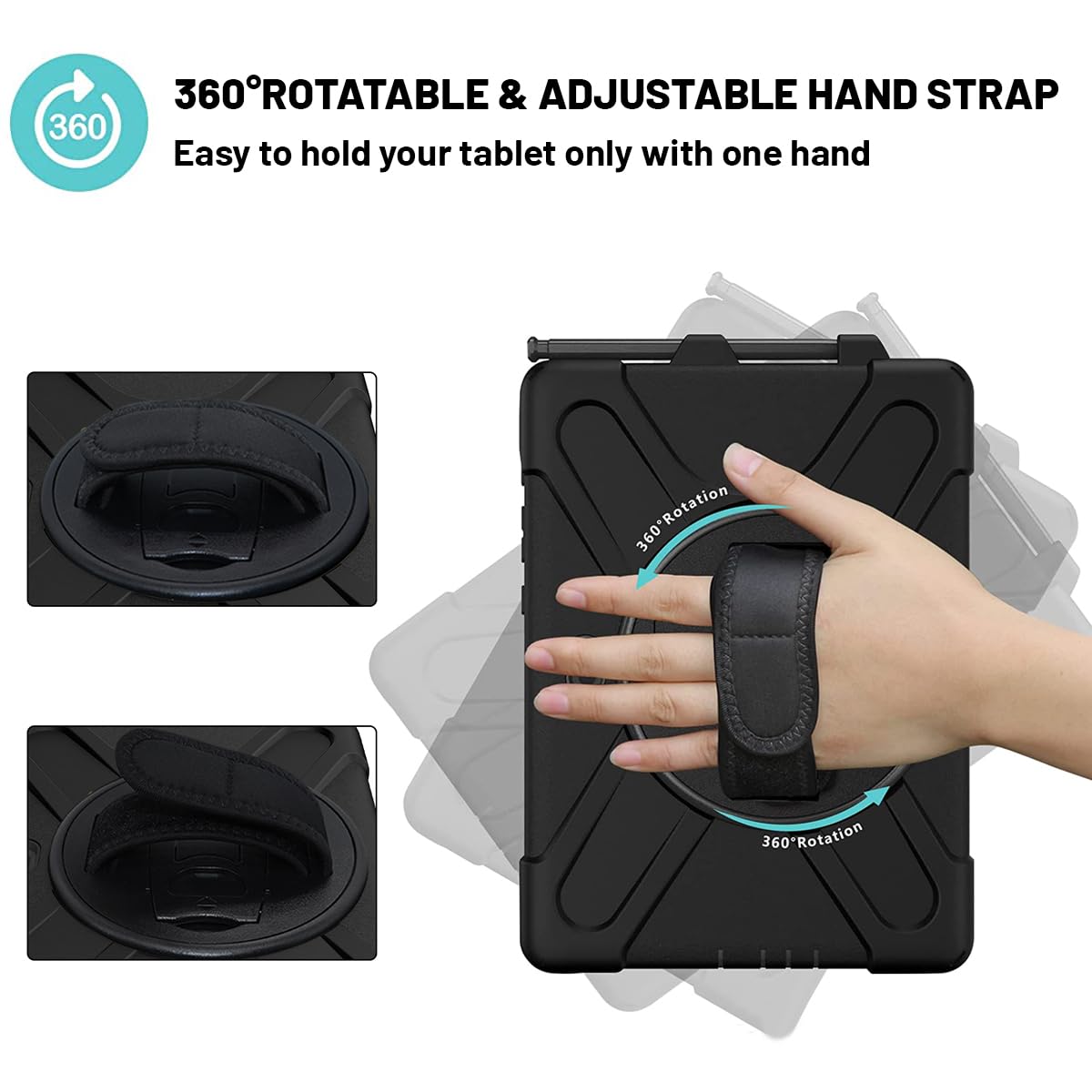 Dreamerx For Galaxy Tab Active4 Pro Case With Strap, Galaxy Tab Active Pro 10.1 Kids Case, Heavy Duty Rugged Shockproof Cover St