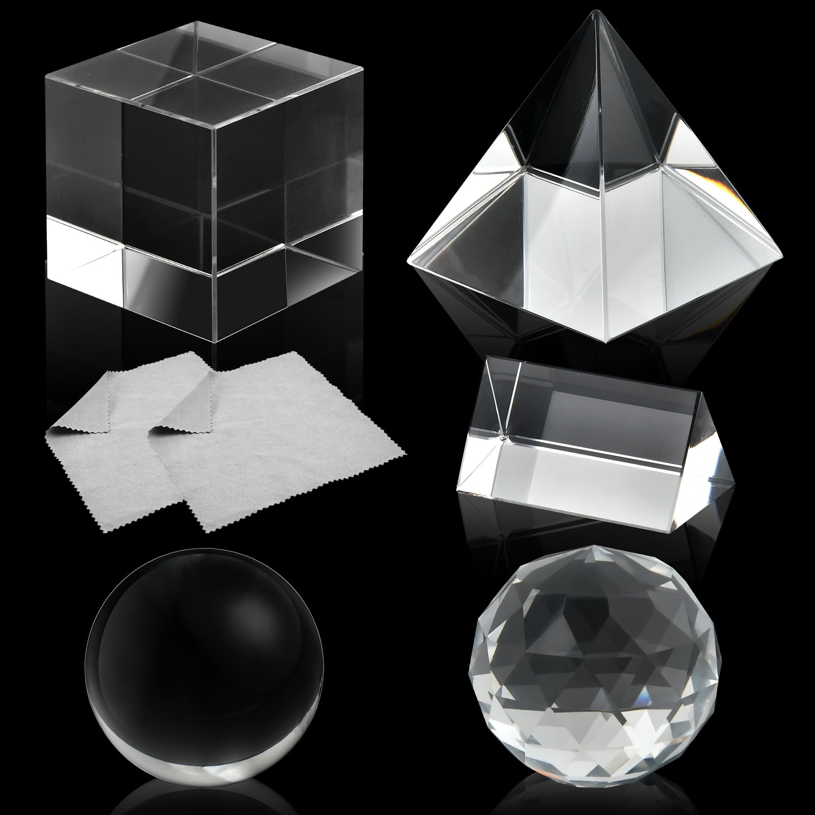 Supkiir 5 Pack K9 Optical Crystal Photography Prism Set With Crystal Ball Glass Triangular Prism Cube Lens Prism Ball And Optica