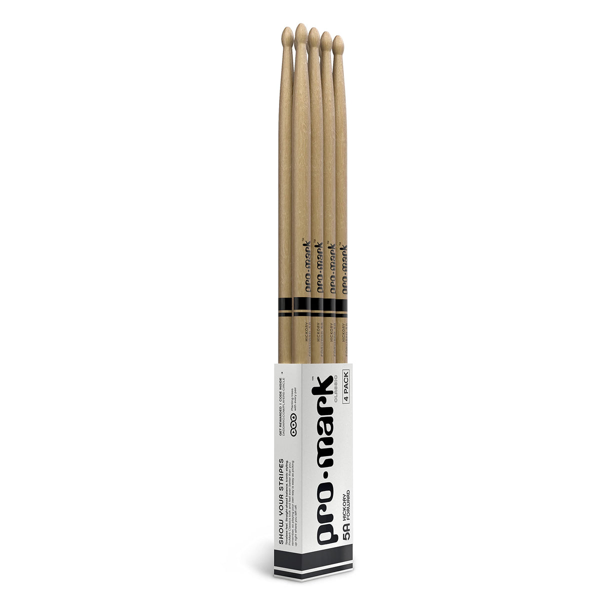 Promark Drum Sticks   Classic Forward Hickory 5A Drumsticks   Drum Sticks Set   Drum Accessories   Wood Drumsticks For Adults & Youth   Oval Wood Tip   Buy 3 Pairs Get 1 Free