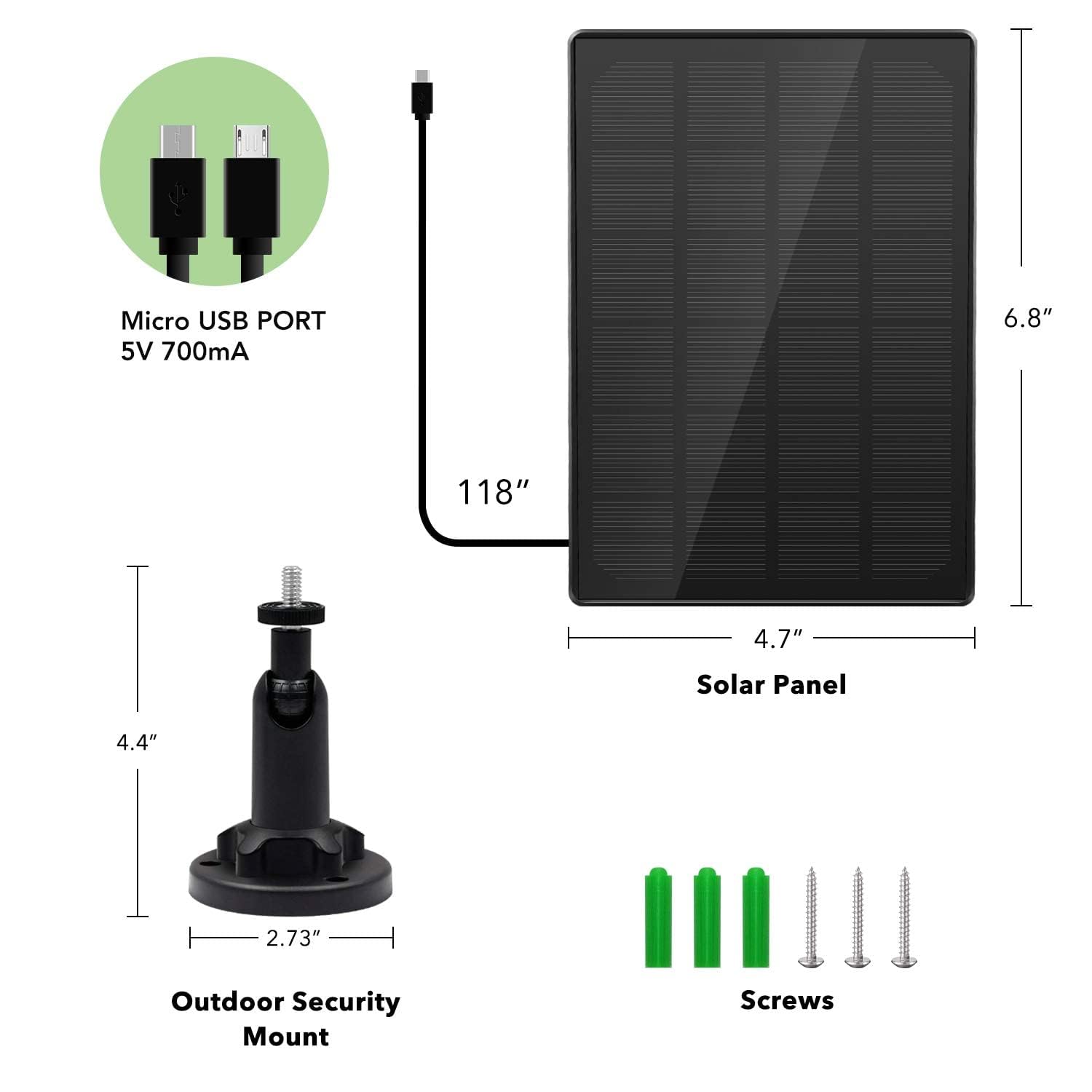 Startvision Solar Panel For Rechargeable Battery Outdoor Camera,Waterproof Solar Panel With 9.8Ft Usb Cable, Continuously Power