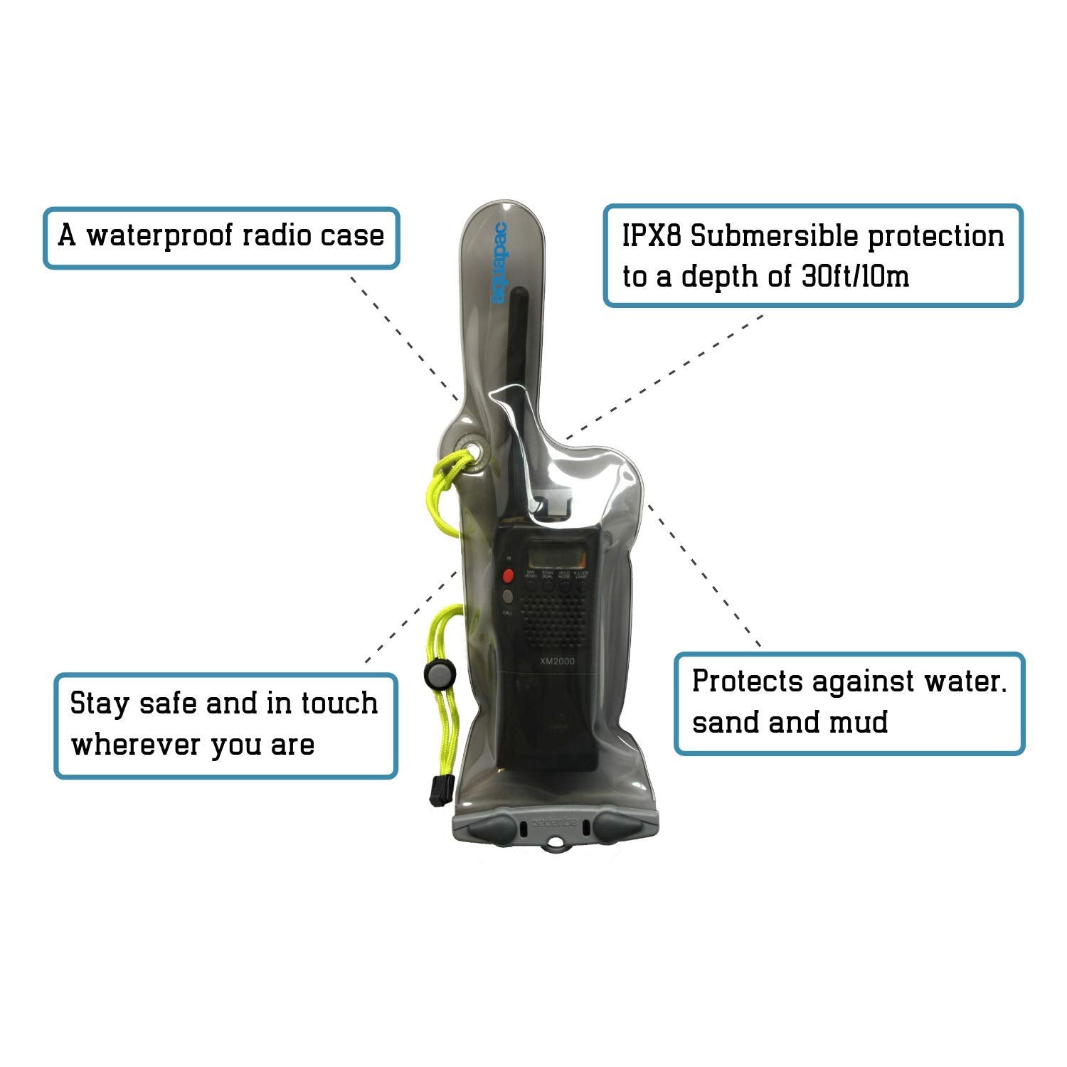 Aquapac Classic Waterproof Vhf Radio Case - Plastic Carry Case For Swimming Surfing, Kayaking - Waterproof Cover For Walkie Talk