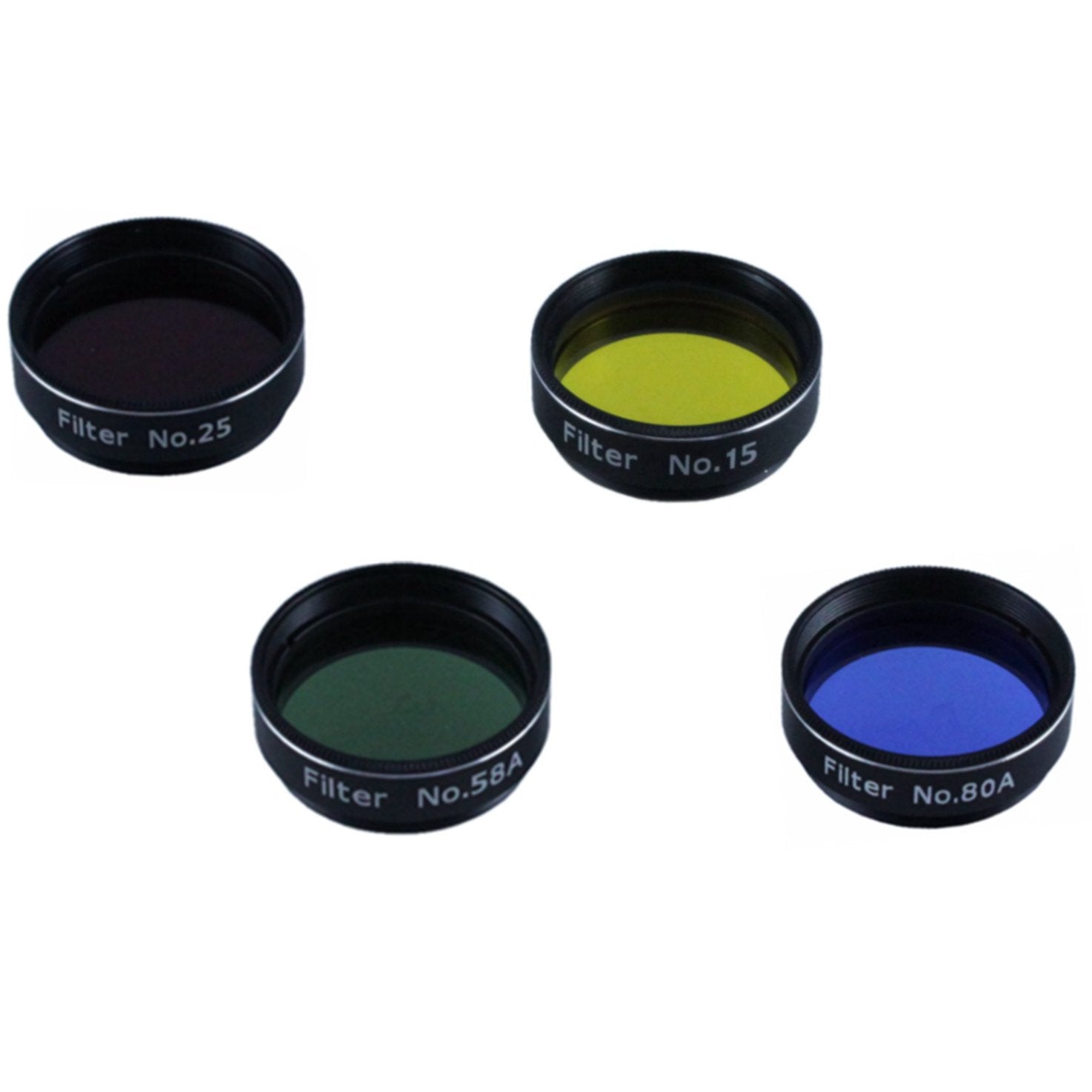 Astromania Filter Set Of 1.25 Inch Four Color Filters (#15 Deep Yellow, #25 Red, #58A Green And #80A Medium Blue)