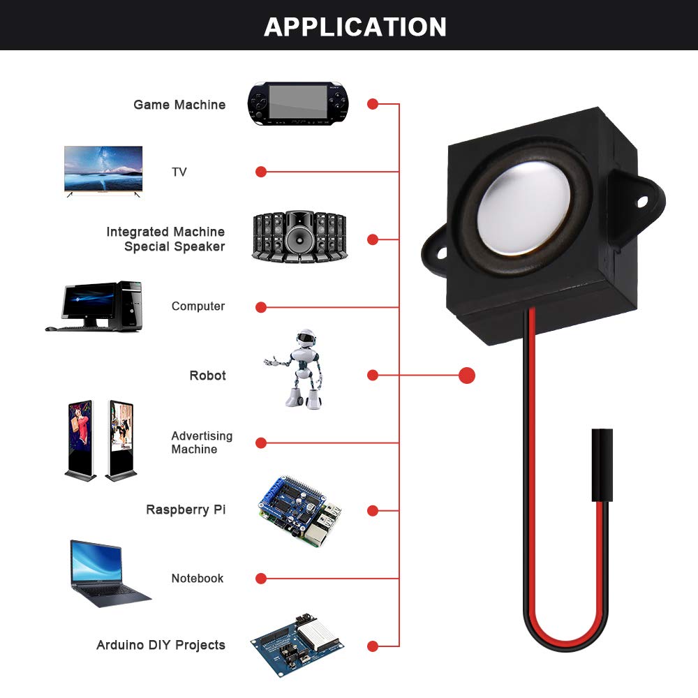 Makerhawk 2Pcs Speaker 3 Watt 8 Ohm Single Cavity Mini Speaker Full Range Cavity Mobile Portable Advertising Machine Speaker Connector Separating Interface 3.3V 5V