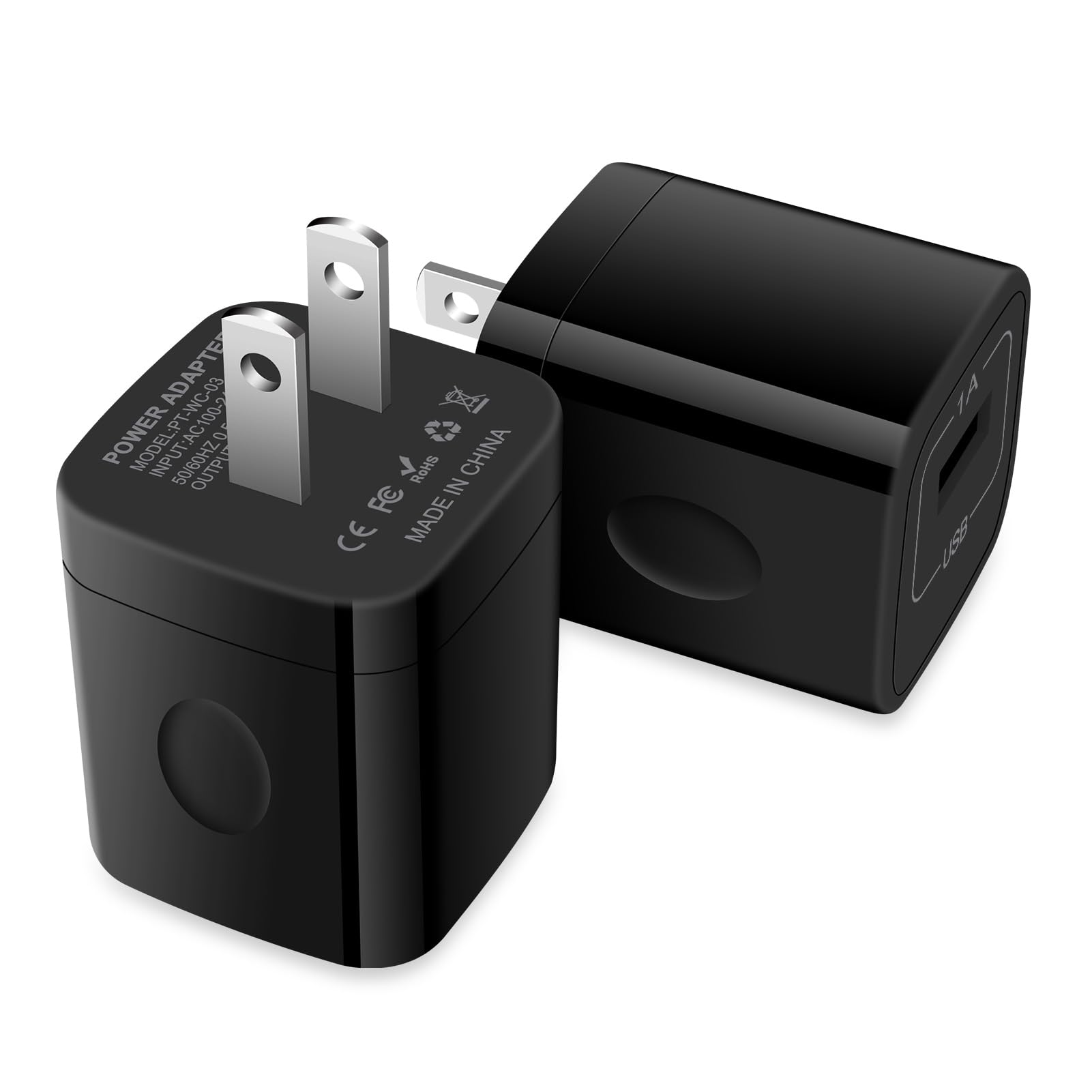 USB Charger Block,2-Pack Wall Charger (5V,1A) USB Plug Charging Brick Power Adapter Charing Cube Box for iPhone 16e/16/15/14/13/