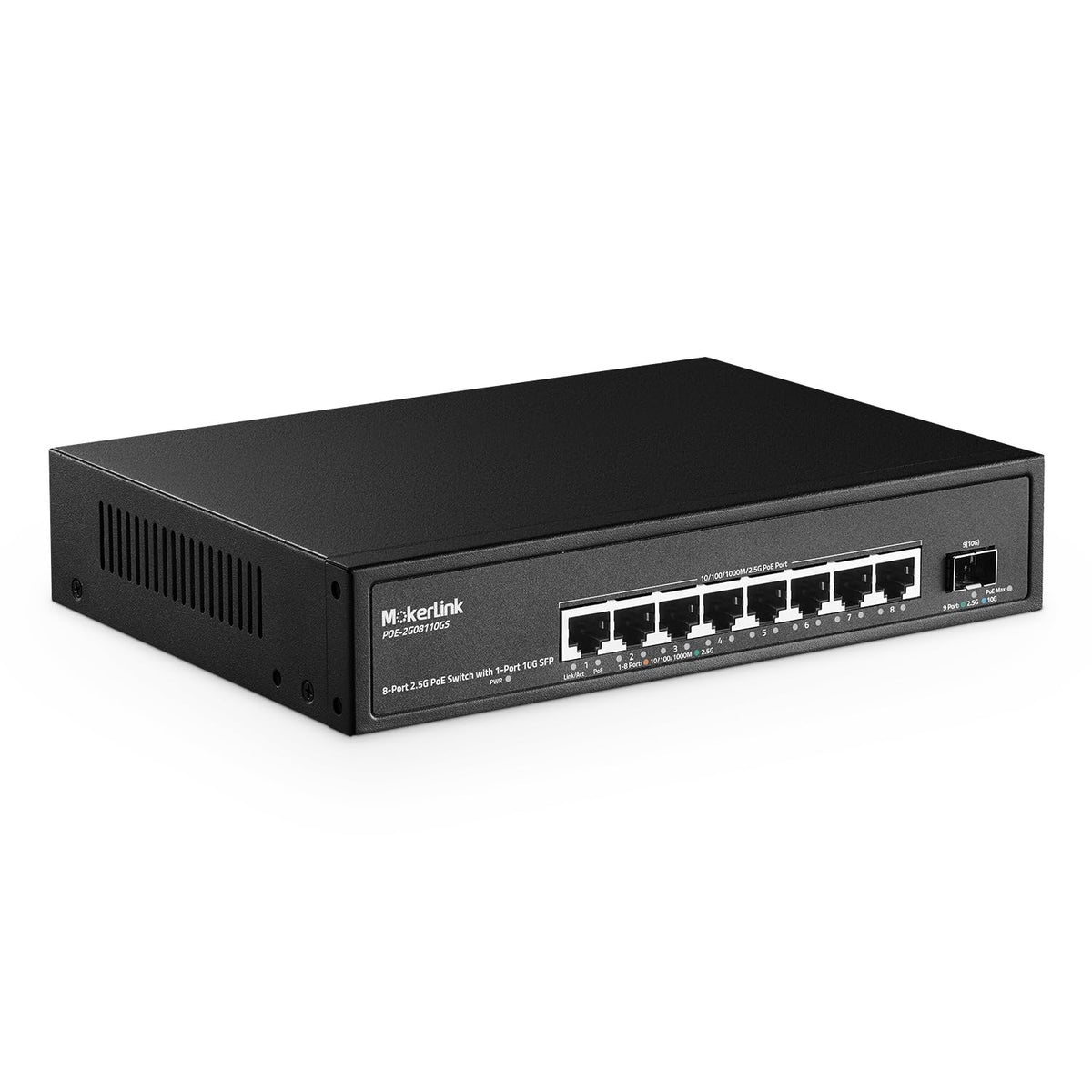 Mokerlink 8 Port 2.5 Gigabit Poe Switch With 10G Sfp, 8 X 2.5G Ethernet Ports, 8 Port Poe Ieee802.3Af/At, 120W, Compatible With