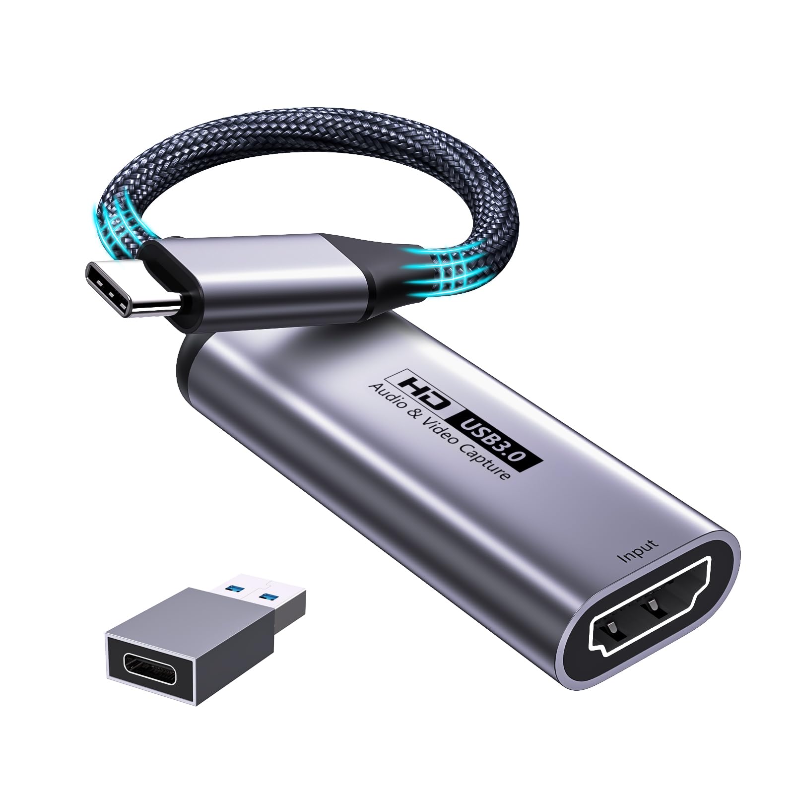 Fulfalic Video Capture Card, 4K HDMI to USB C 3.0 Capture Card, 1080P HD 60fps Live and Record Video Audio Grabber for Gaming, S