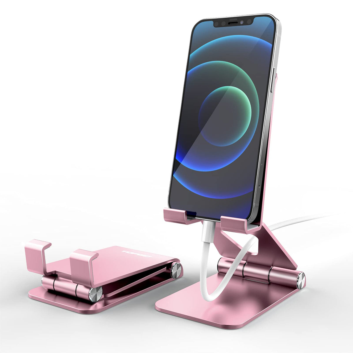 Topgo Cell Phone Stand, [Stable & Height Adjustable] Foldable Cellphone Holder For Desk, Office Desktop, Bedside Table, Compatib