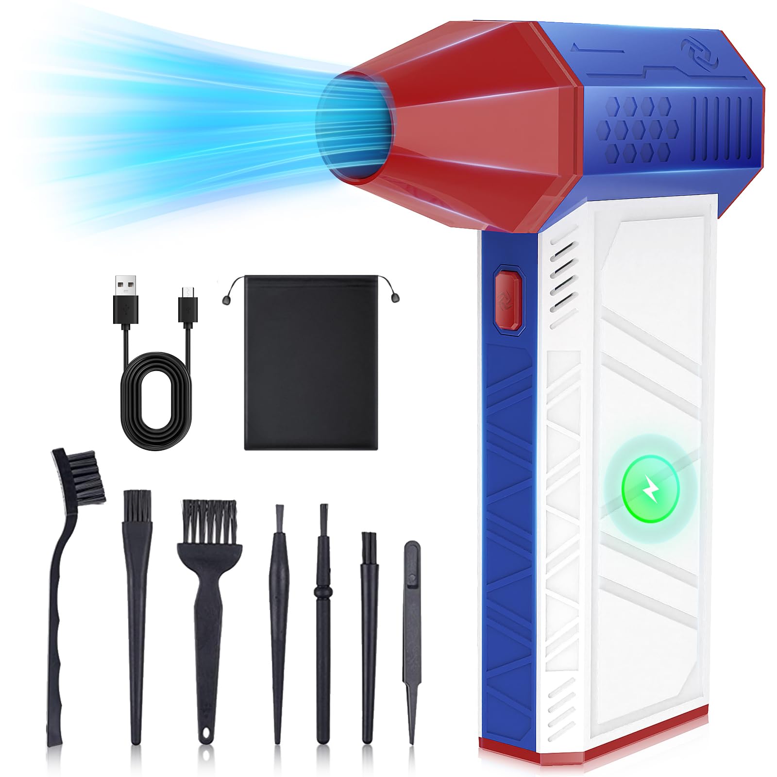 Electric Air Duster, 3 Gear Adjustable Mini Jet Blower 130000Rpm, Adjustable Electric Duster Replace Compressed Air Can Recharge