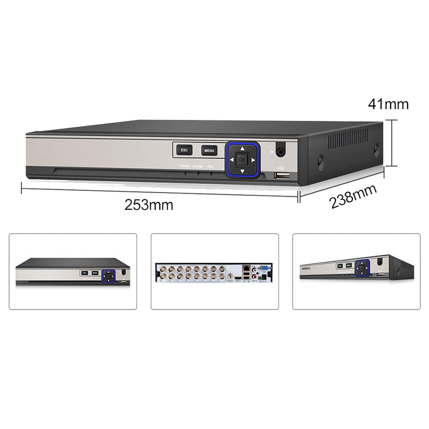 Xenocam 16Ch 5M N/1080N Full High Definition Hybrid For Ahd/Tvi/Cvi/Analog/Onvif Ip Dvr H.265 Cctv Video Recorder P2P Remote Pho