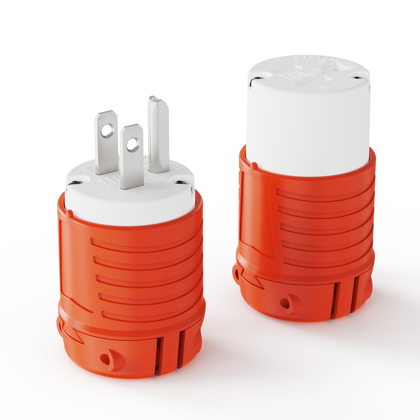 Plugtul Extension Cord Ends Male And Female, Replacement Plug & Connector Set, 3 Prong, 15Amp, 125Volt, Nema 5 15P & Nema 5 15R,