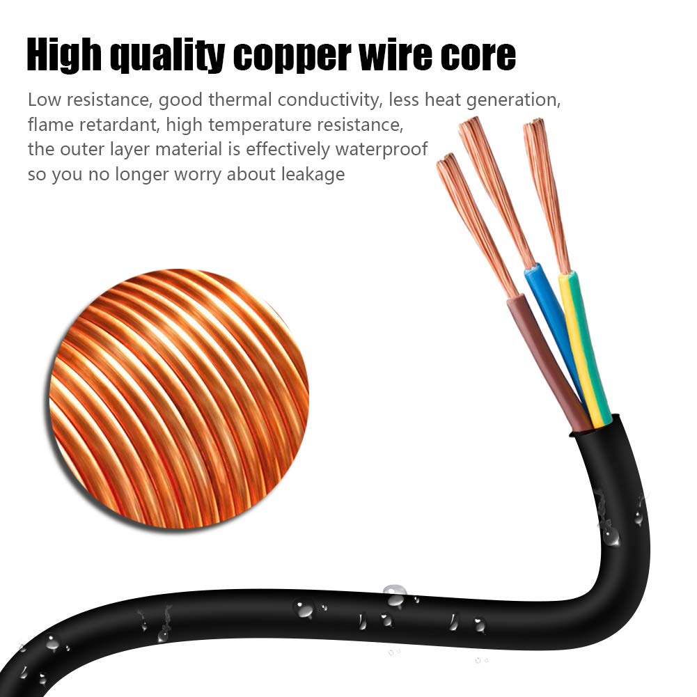 10Ft 12/3 Outdoor Extension Cord, Heavy Duty 3 Outlet Sjtw Indoor/Outdoor Three Prong Power Cord 12 Gauge Grounded 15 Amp 1875 W