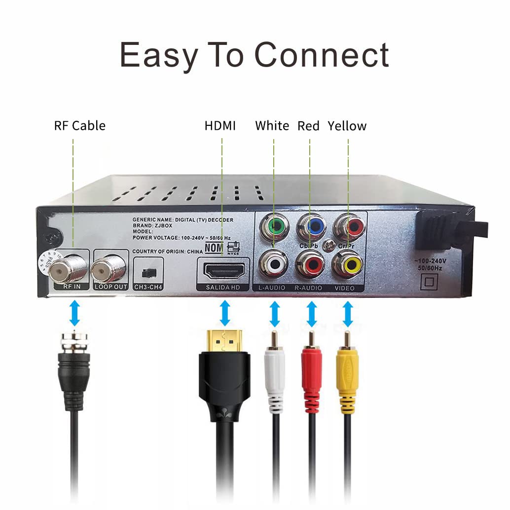 Digital Tv Converter Box, Atsc Cabal Box   Zjbox For Analog Hdtv Live1080P With Tv Recording&Playback,Hdmi Output, Timer Setting