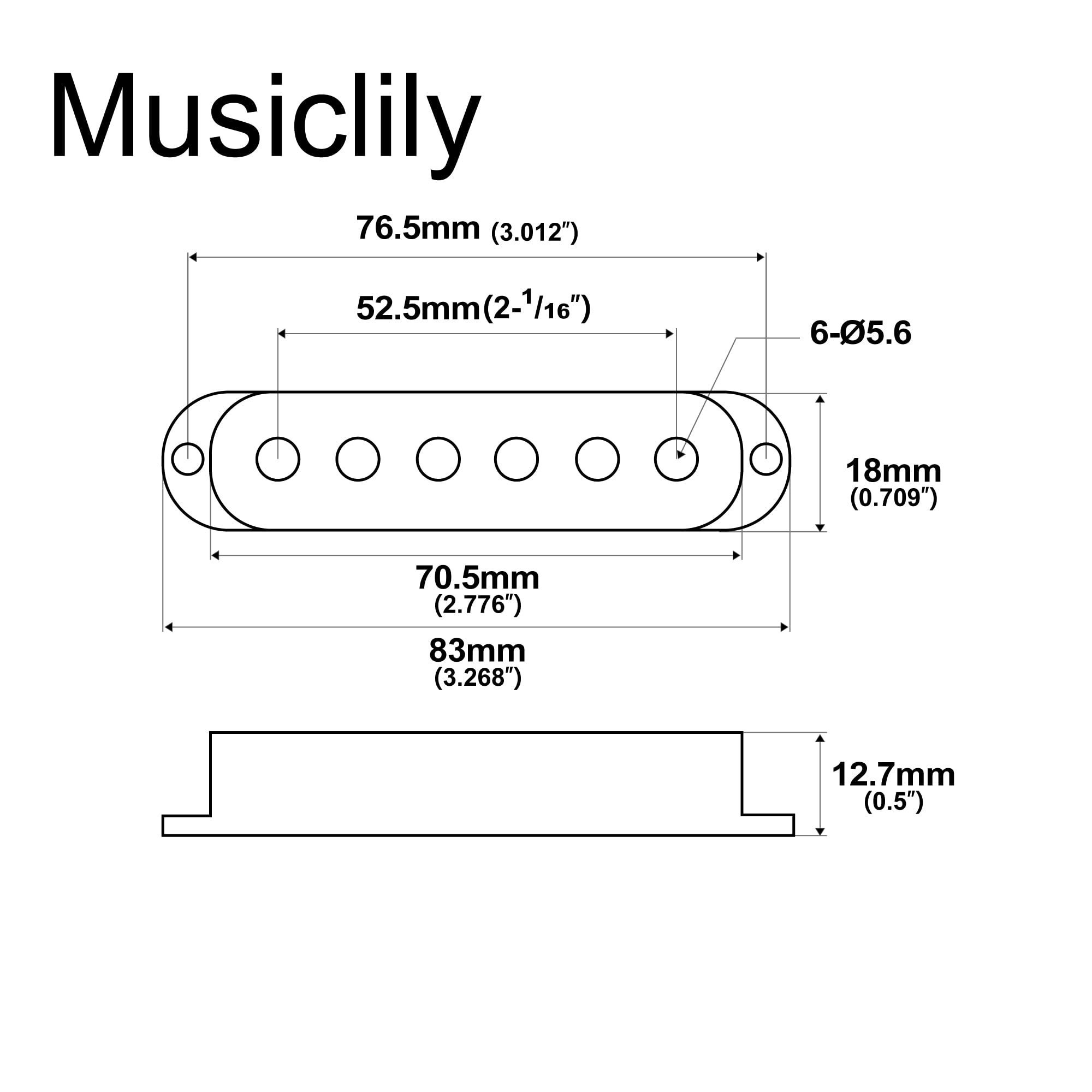 Musiclily Pro Plastic Guitar Single Coil Pickup Covers For Usa/Mexico Strat, White (Set Of 3)