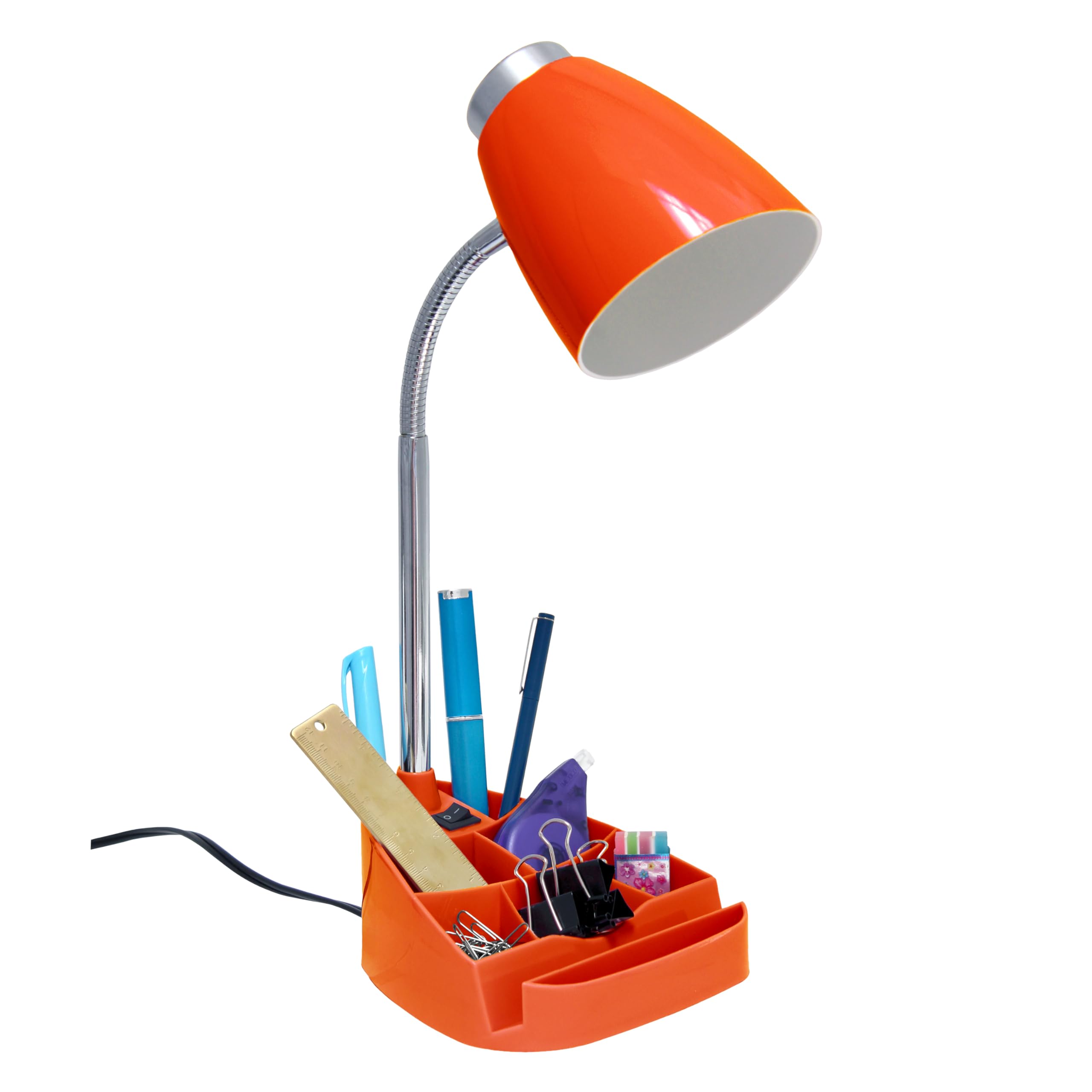 Simple Designs Ld1002 Org Gooseneck Organizer Desk Lamp With Ipad Tablet Stand Book Holder, Orange (Pack Of 6)