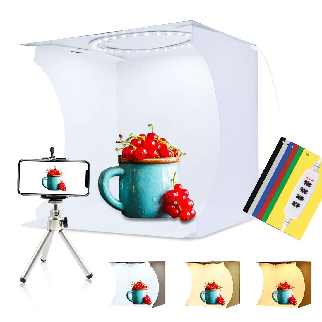 Puluz 30Cm Ring Light Photo Studio Light Box, Adjustable Portable Photography Shooting Light Tent Kit With White/Warm/Soft Light