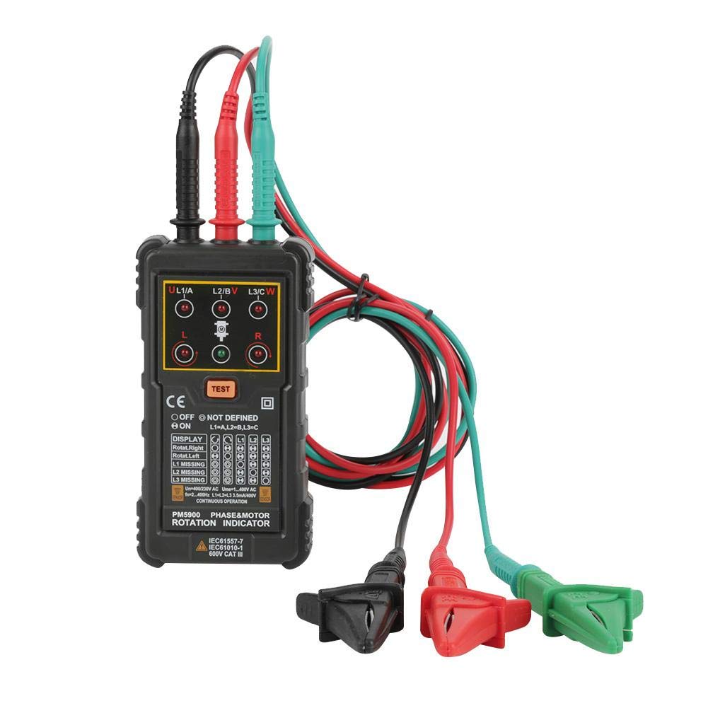 Motor Rotation Tester, Pm5900 Portable Handheld Three Phase Motor Rotation Indicator Tester