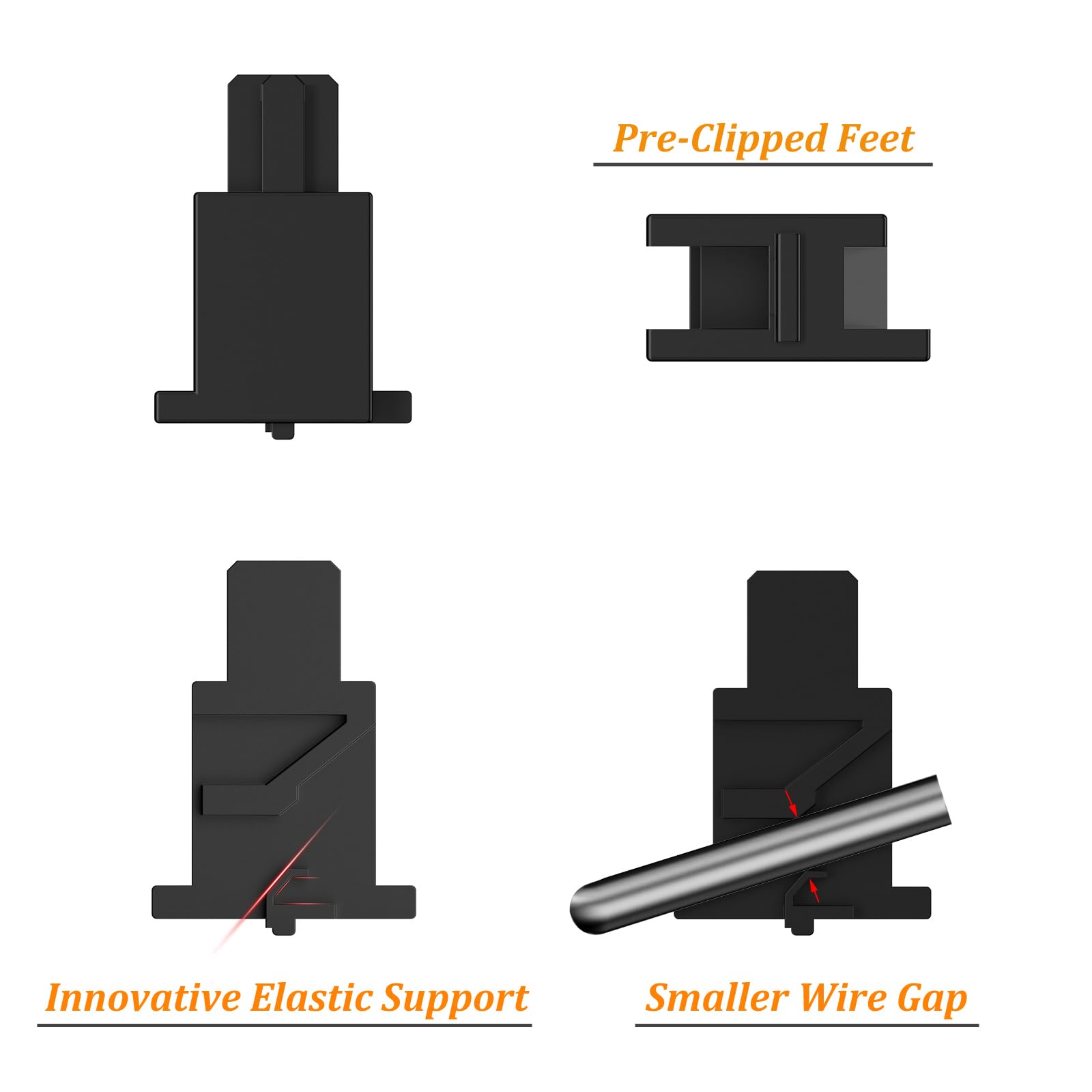 Durock Plate Mount Stabilizer V3, Innovative Pre Clipped Stem For Minimum Wire Wobble 2U 6.25U 7U Keyboard Stabilizers (V3 Nero