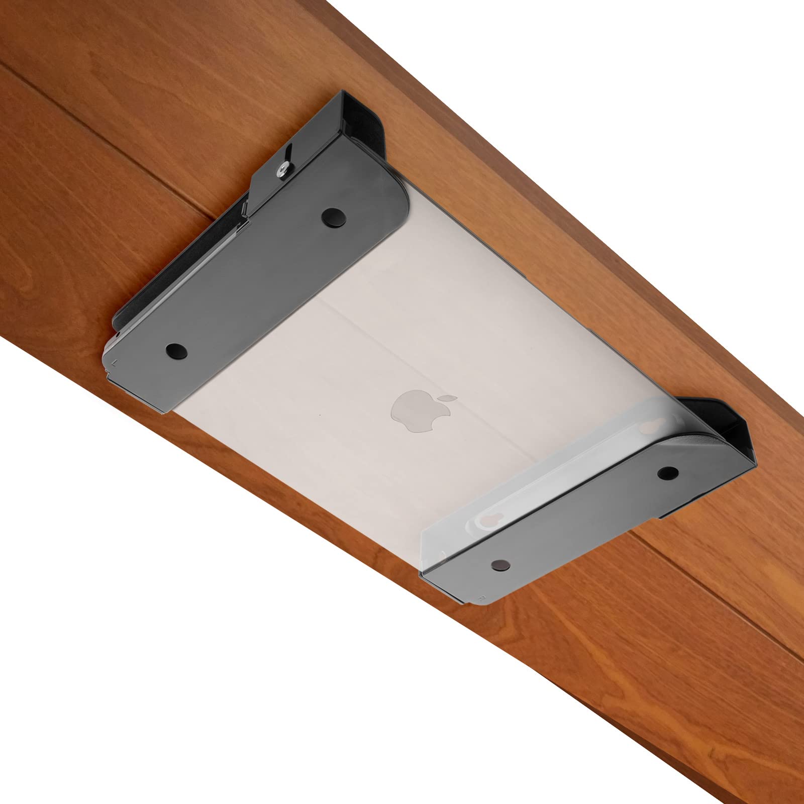 Caszlution Wall Mount And Under Desk Mount Laptop Holder, Universal Laptop Storage Bracket For Devices Up To 1.18'' Thick Macboo