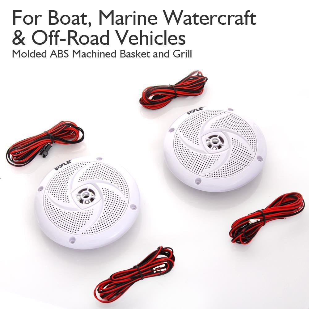 Pyle Marine Speakers - 6.5 Inch 2 Way Waterproof And Weather Resistant Outdoor Audio Stereo Sound System With Led Lights, 240 Wa