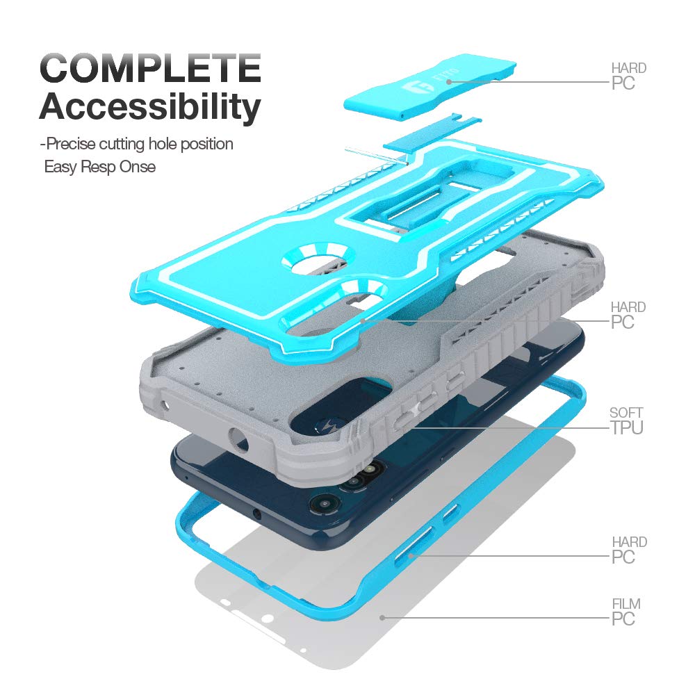 Fito For Moto E Phone Case, Dual Layer Shockproof Heavy Duty Case For Motorola Moto E 2020 Phone With Screen Protector, Built In