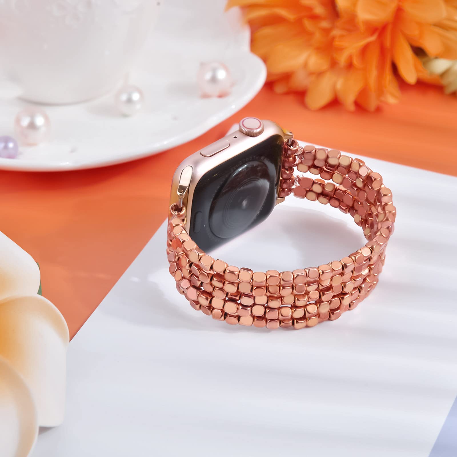 Mofree Compatible With Apple Watch Bracelet Band 41Mm/40Mm/38Mm Series 7 6 Se 5 Women Fashion Handmade Elastic Stretch Beaded St