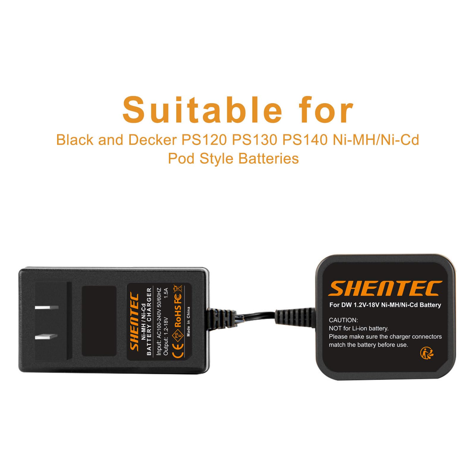 Shentec 7.2V 18V Battery Charger Compatible With Black And Decker Ps120 Ps130 Ps140 Ni Mh/Ni Cd Pod Style Batteries