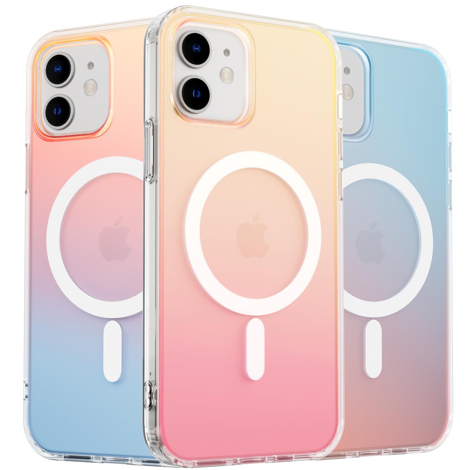 ORNARTO for iPhone 12 Case 6.1inch, for iPhone 12 Pro Case,[Compatible with MagSafe], Magnetic Holographic Translucent Cases, Sl