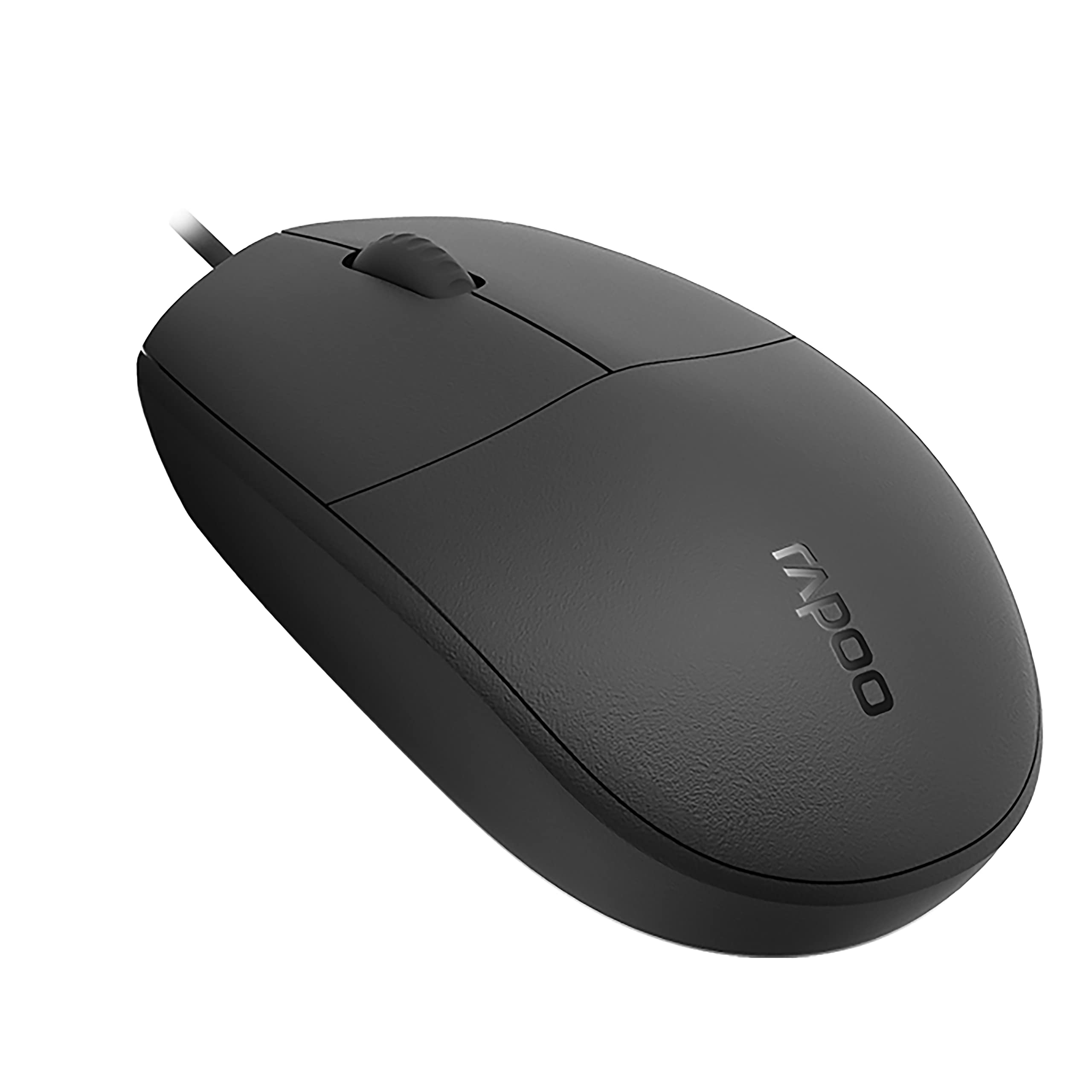 Rapoo N100 Wired Mouse, Black 3Button USB Wired Computer Mouse for Mac PC