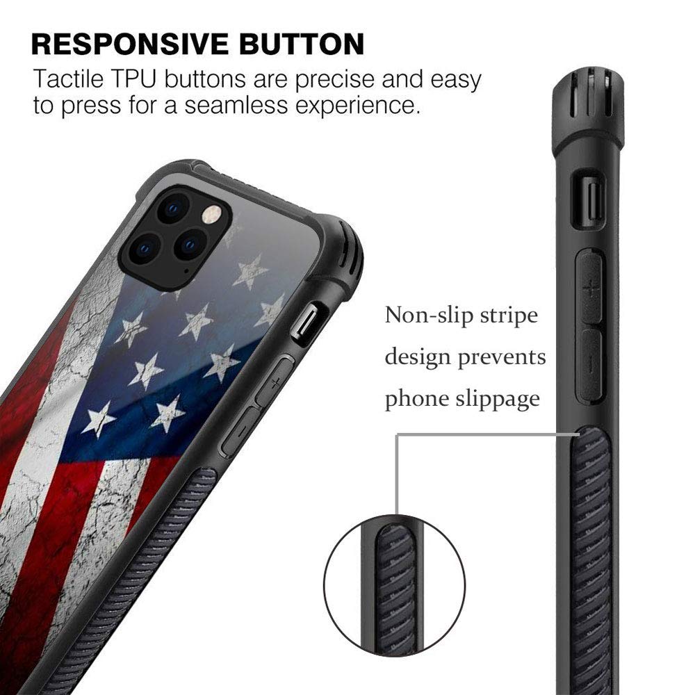 Zhegailian Case Compatible With Iphone 12,Stone Flag Case For Iphone 12 Pro For Boys Men,Pattern Design Anti Scratch Organic Gla