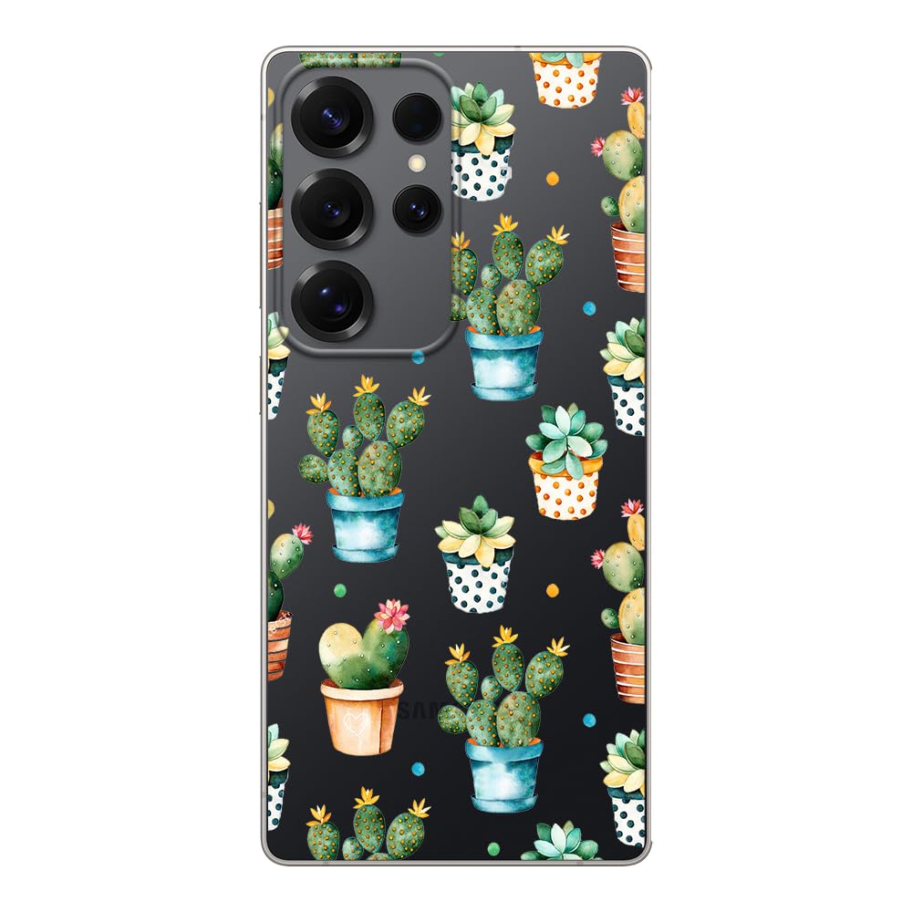 Blingy'S For Samsung Galaxy S25 Ultra Case, Cute Cactus Design Fun Succulents Style Transparent Soft Tpu Protective Clear Case 6