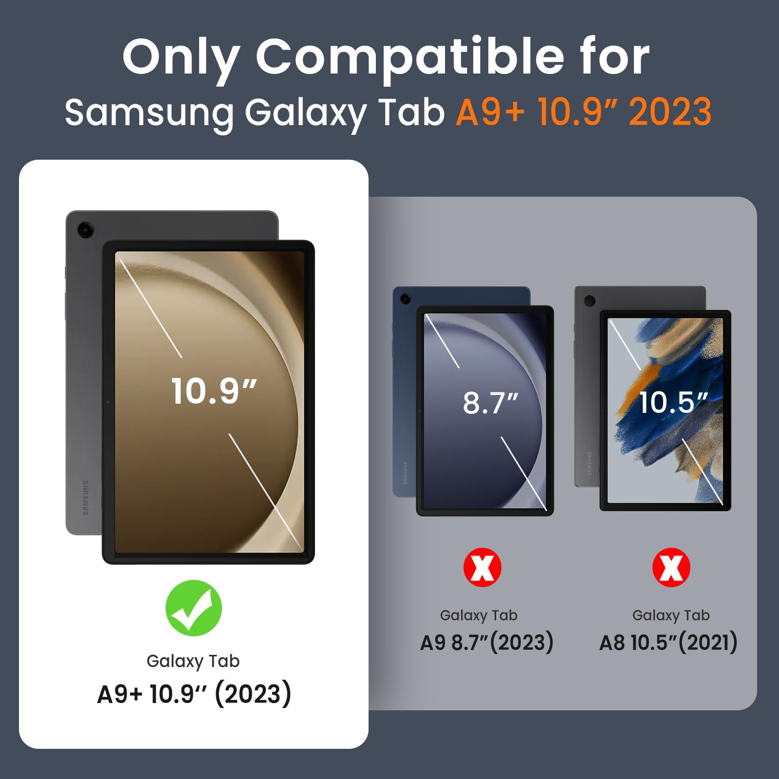 Ztotopcases For Samsung Galaxy Tab A9 Plus 11 Inch 5G 2023 Case, Built In Screen Protector/Kickstand/Full Body Dual Layer Shockp