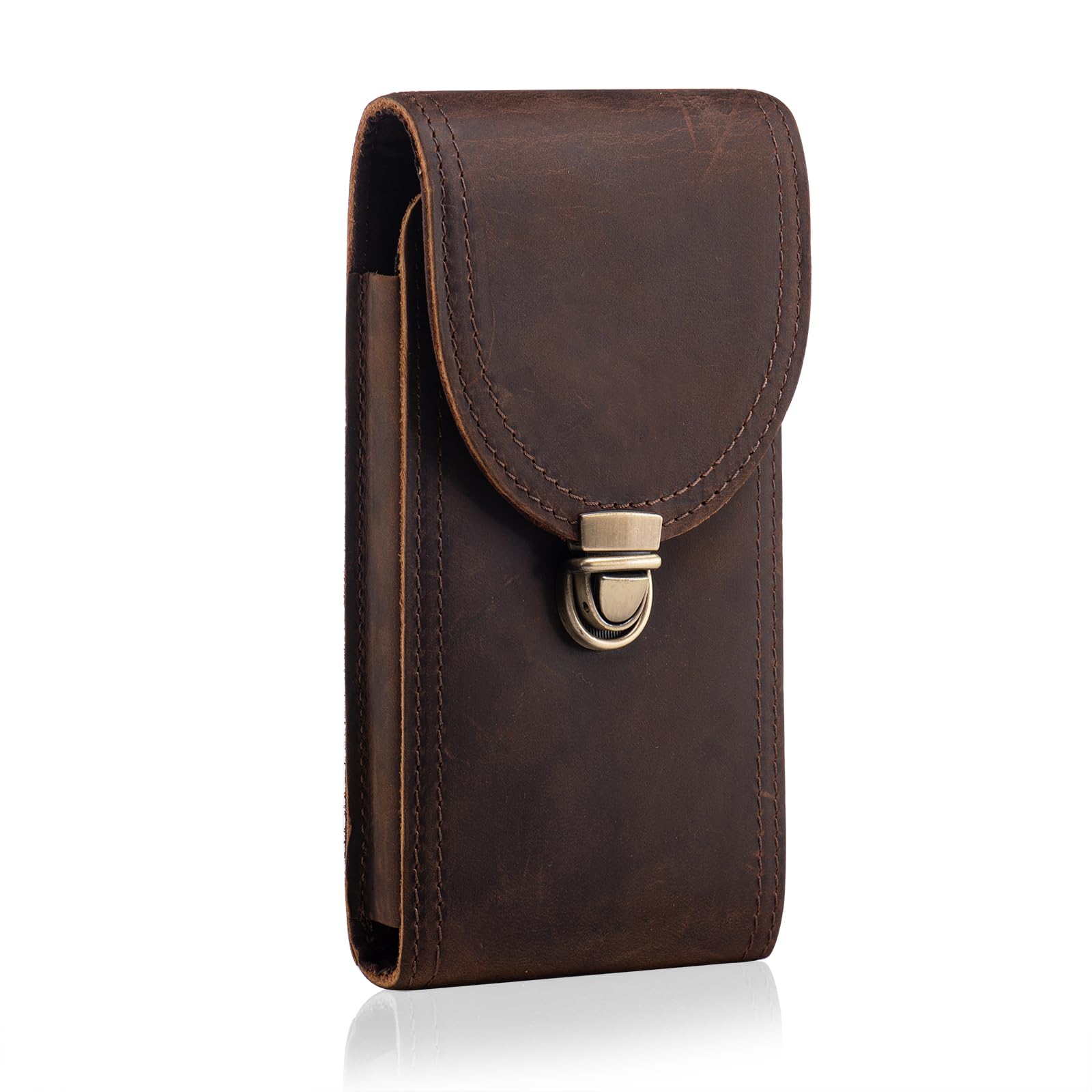 Hengwin Genuine Leather Cell Phone Holster for Belt Men, Belt Pouch Fit for iPhone 16 Pro Max 15 Plus 14 Pro Max 13 Pro Max Sams
