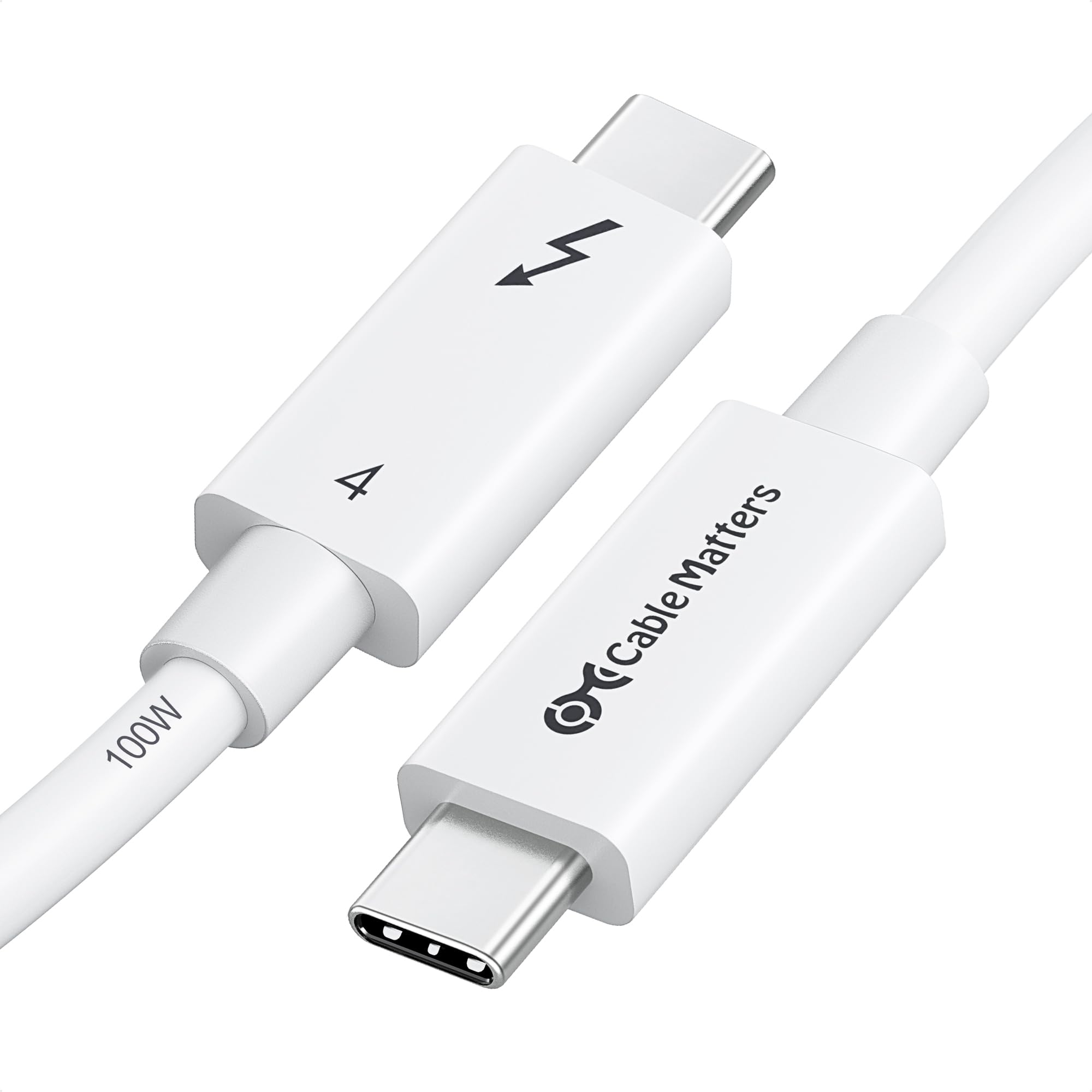 Cable Matters [Intel Certified] 40Gbps Active Thunderbolt 4 Cable 6.6 ft with 100W Charging and 8K Video in White   Fully Compatible with USB C/USB C, USB 4 / USB4, and Thunderbolt 3
