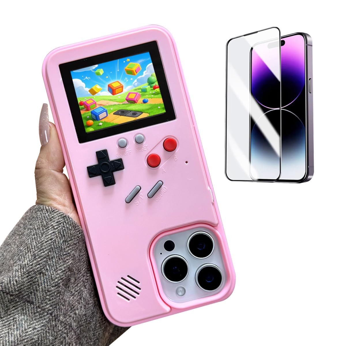 ERAKOLE Game Phone Case for iPhone 12/12 Pro Retro Video Game Cover Funny Playable Design, Shockproof Protective Gamer Case for 