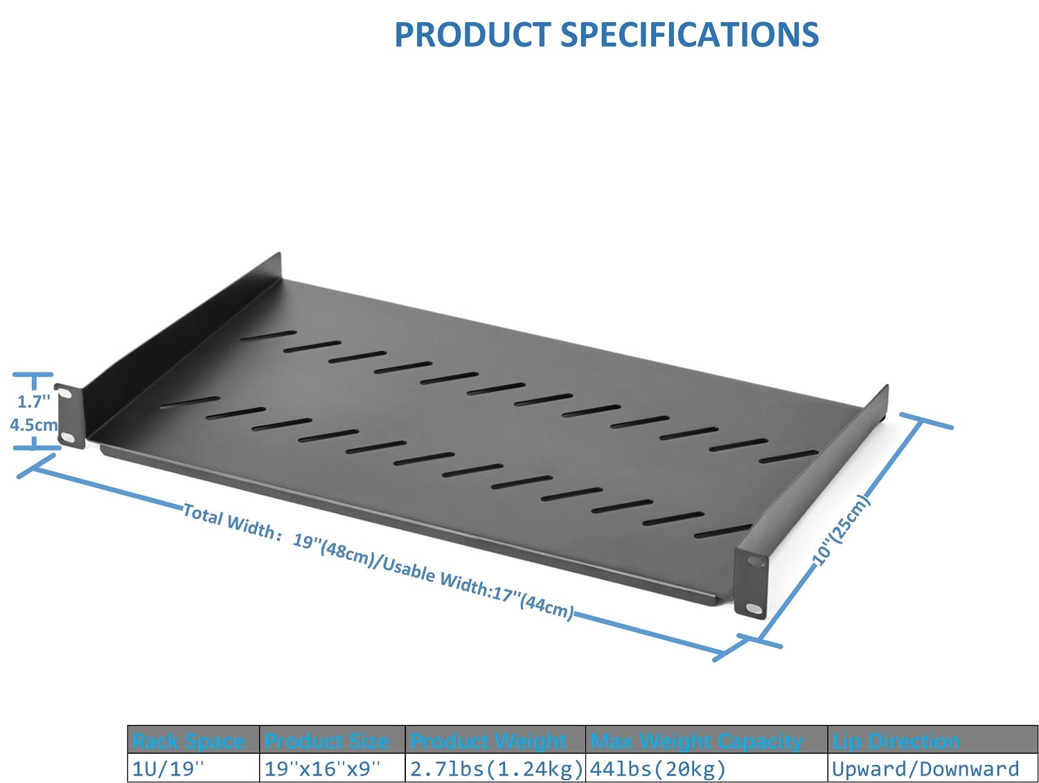 Braveyczc 1U Server Rack Shelf Rack Mount Tray 10'' Deep For 19'' Network Cabinet And Equipment Rack Universal Vented Rackmount