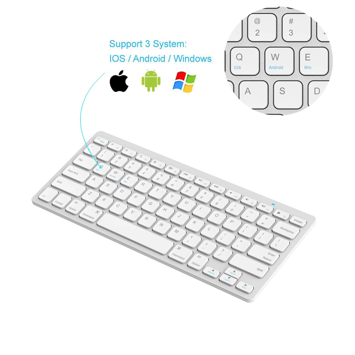 Arteck Ultra Slim Bluetooth Keyboard Compatible With Ipad 10.2 Inch/Ipad Air/Ipad 9.7 Inch/Ipad Pro/Ipad Mini, Iphone And Other