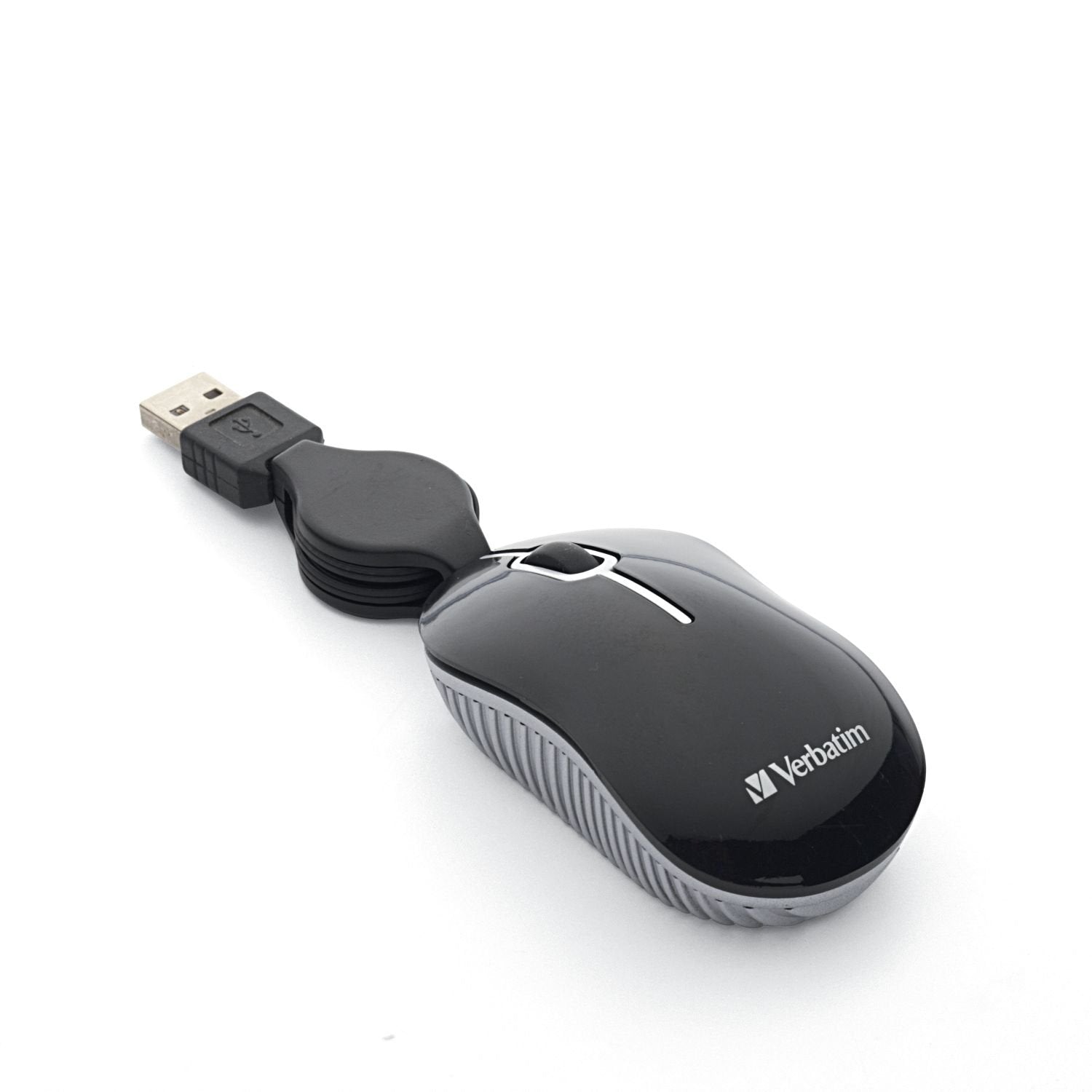 Verbatim Wired Optical Computer Mini Usb A Mouse   Plug & Play Corded Small Travel Mouse With Retractable Cable   Black 98113