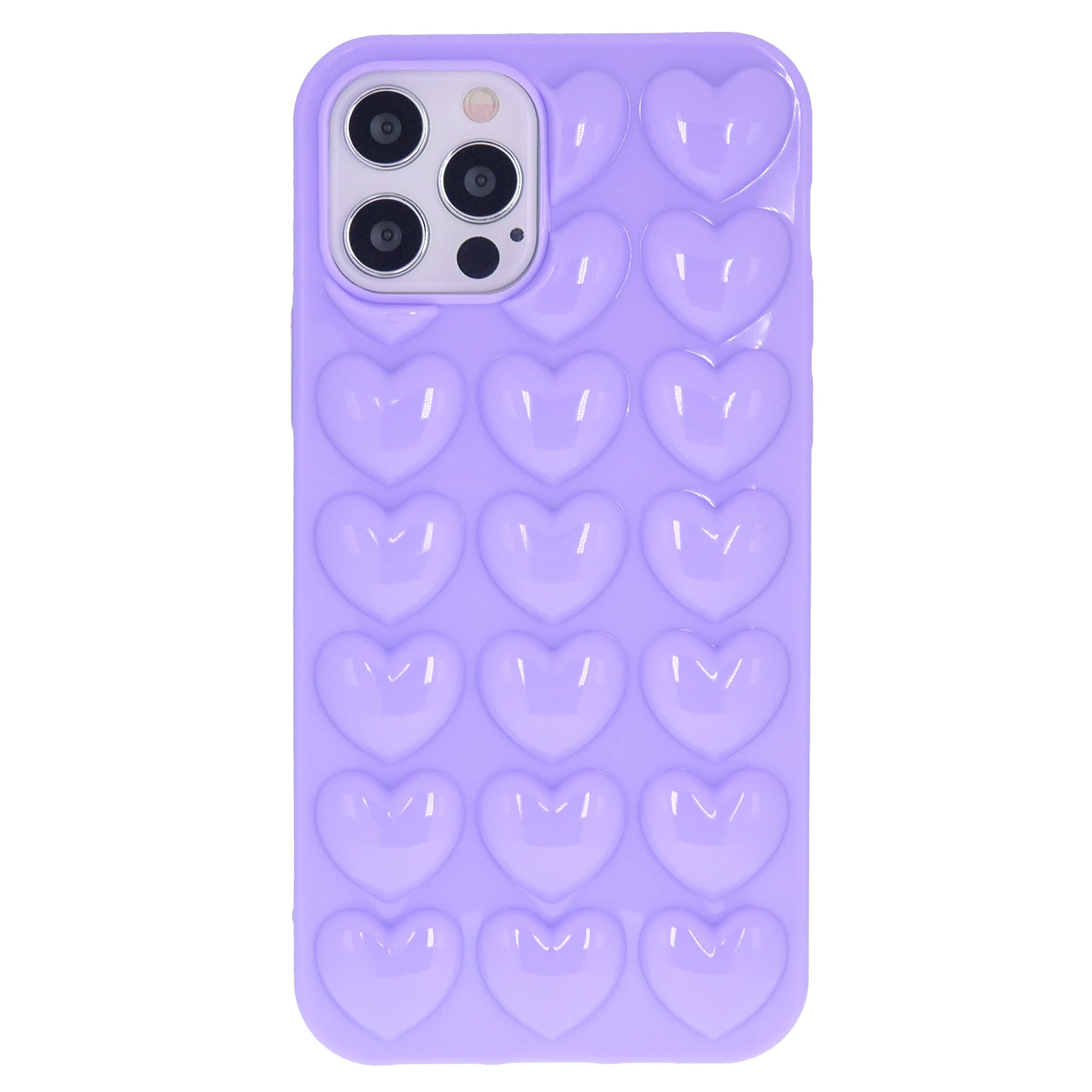 DMaos for iPhone 11 Case for Women, 3D Pop Bubble Heart Kawaii Gel Cover, Cute Girly for iPhone11 6.1 inch - Lavender