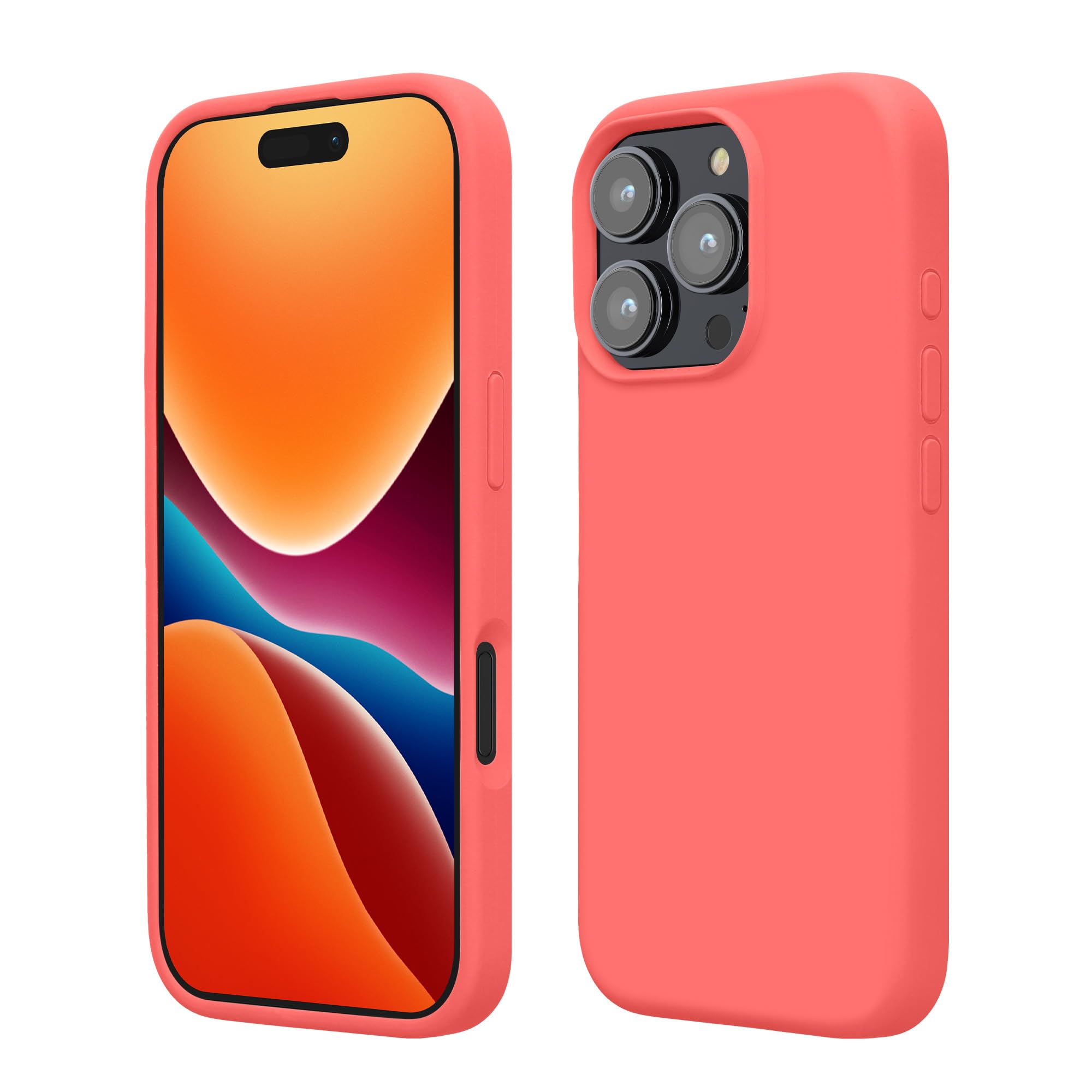 kwmobile Case Compatible with Apple iPhone 16 Pro Max Case - TPU Silicone Phone Cover with Soft Finish - Neon Coral