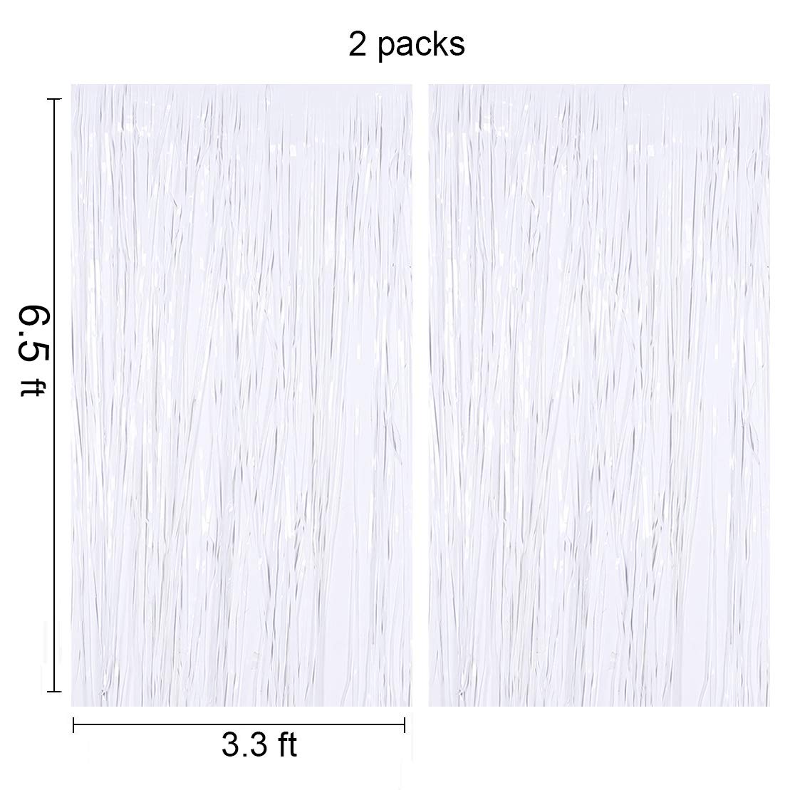 White Fringe Backdrop Curtain For White Party Decorations  6.5X6.5Ft, Pack Of 2 | Lilf White Curtain Backdrop Tinsel Streamers F