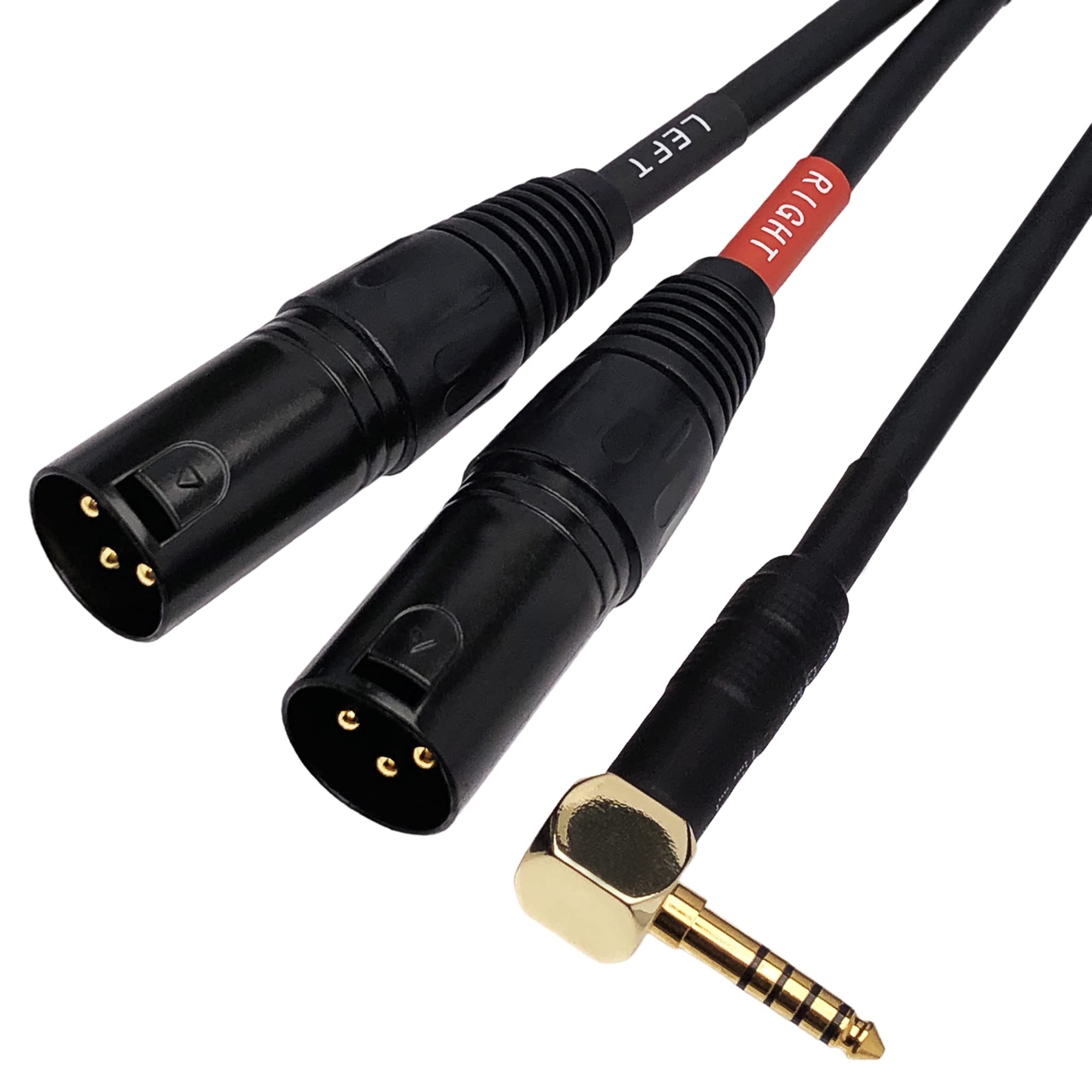 Cess 258 Right Angle 4.4Mm Balanced Male To Dual Xlr Male Plugs Adapter Cable   Shielded With Metal Housings & Heat Shrink Protection, High Fidelity Audio, Durable Design
