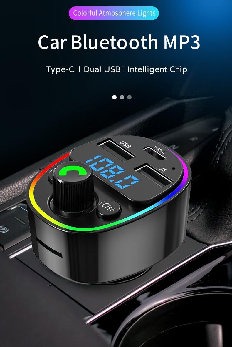 Bluetooth 5.4 Fm Transmitter Car Adapter   Car Bluetooth Adapter With Fast Charger,Hi Fi Audio & Clear Calls,Multiple Safety Pro