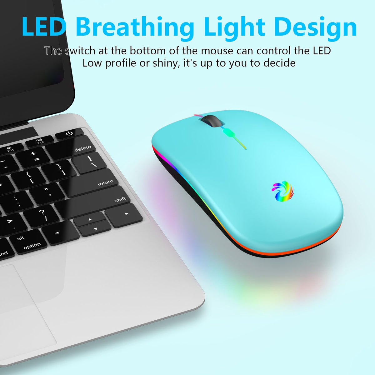 Blue Led Wireless Mouse Led Wireless Mouse, Rechargeable Slim Silent Mice 2.4G Portable Office ...