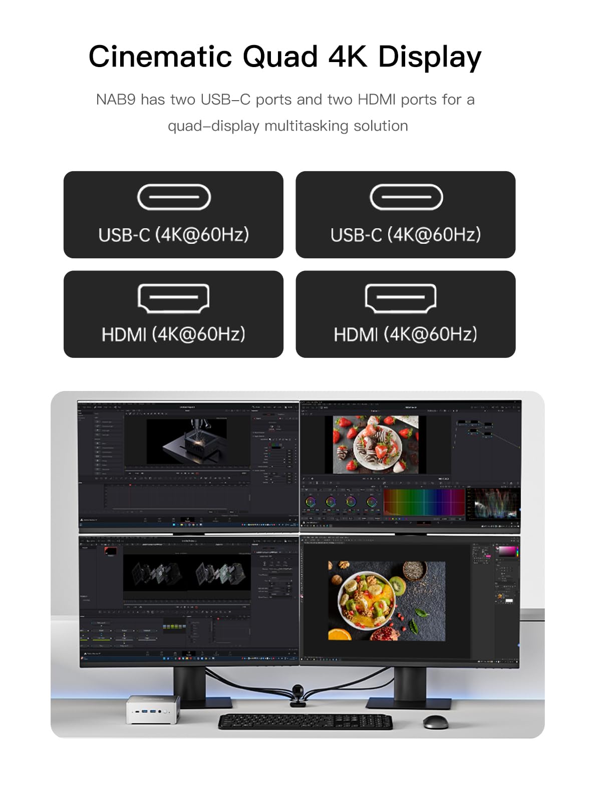 Minisforum Venus Series Nab9 Mini Pc, 12Th Gen Core I9 12900Hk(14C/20T) Small Compter Barebone Version Without Ram & Ssd, 2X Hdm