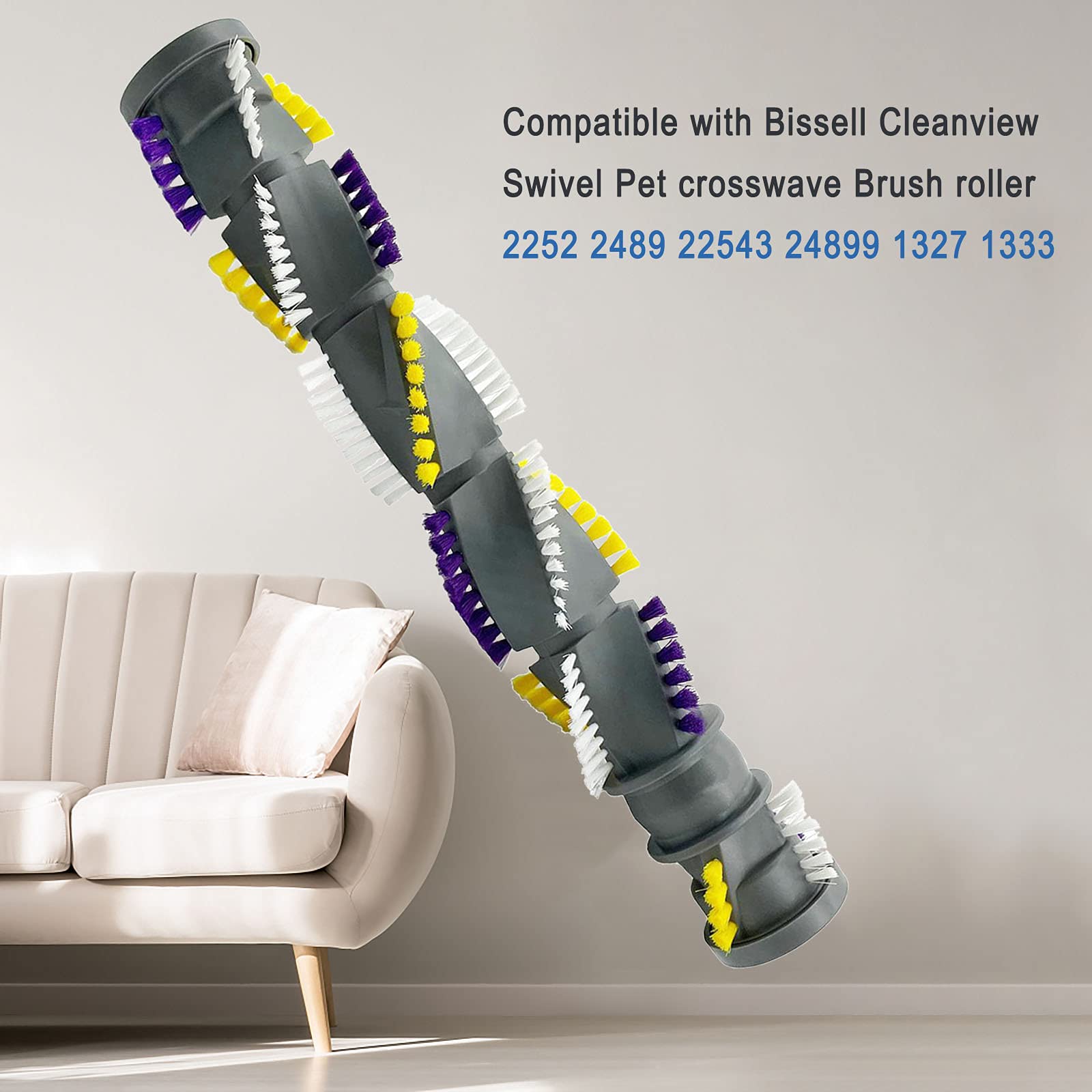 Lesinavac Replacement 1 Brush Roller And 2 Belts Compatible With Bissell Cleanview Swivel Pet Crosswave 2252 2254 2489 22543 248